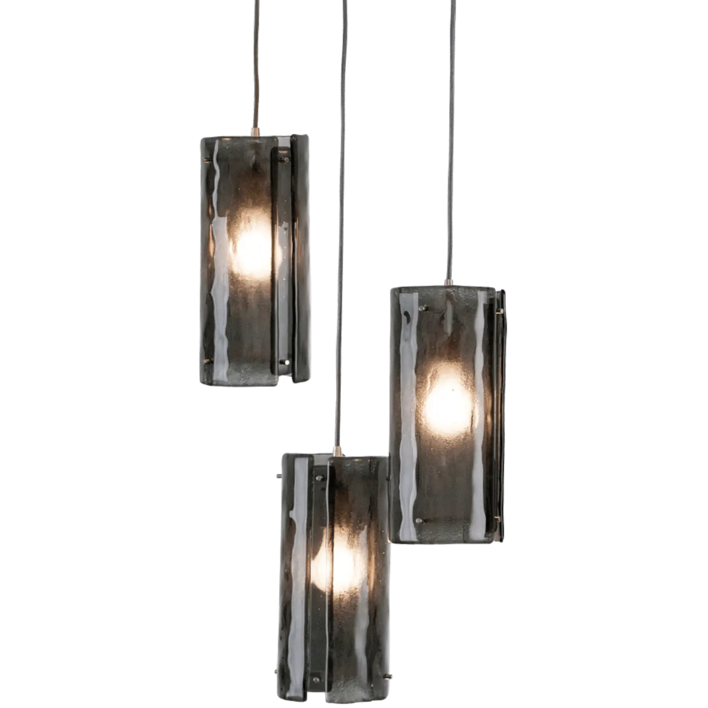 Textured Glass 3 Light 17.8 inch Graphite Multi-Pendant Ceiling Light