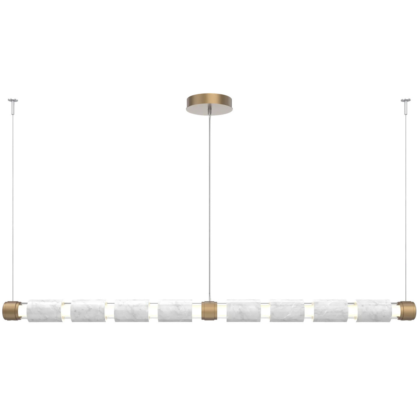 Corinth Mandrel LED Beige Silver with White Marble Linear Pendant Ceiling Light in 3000K LED