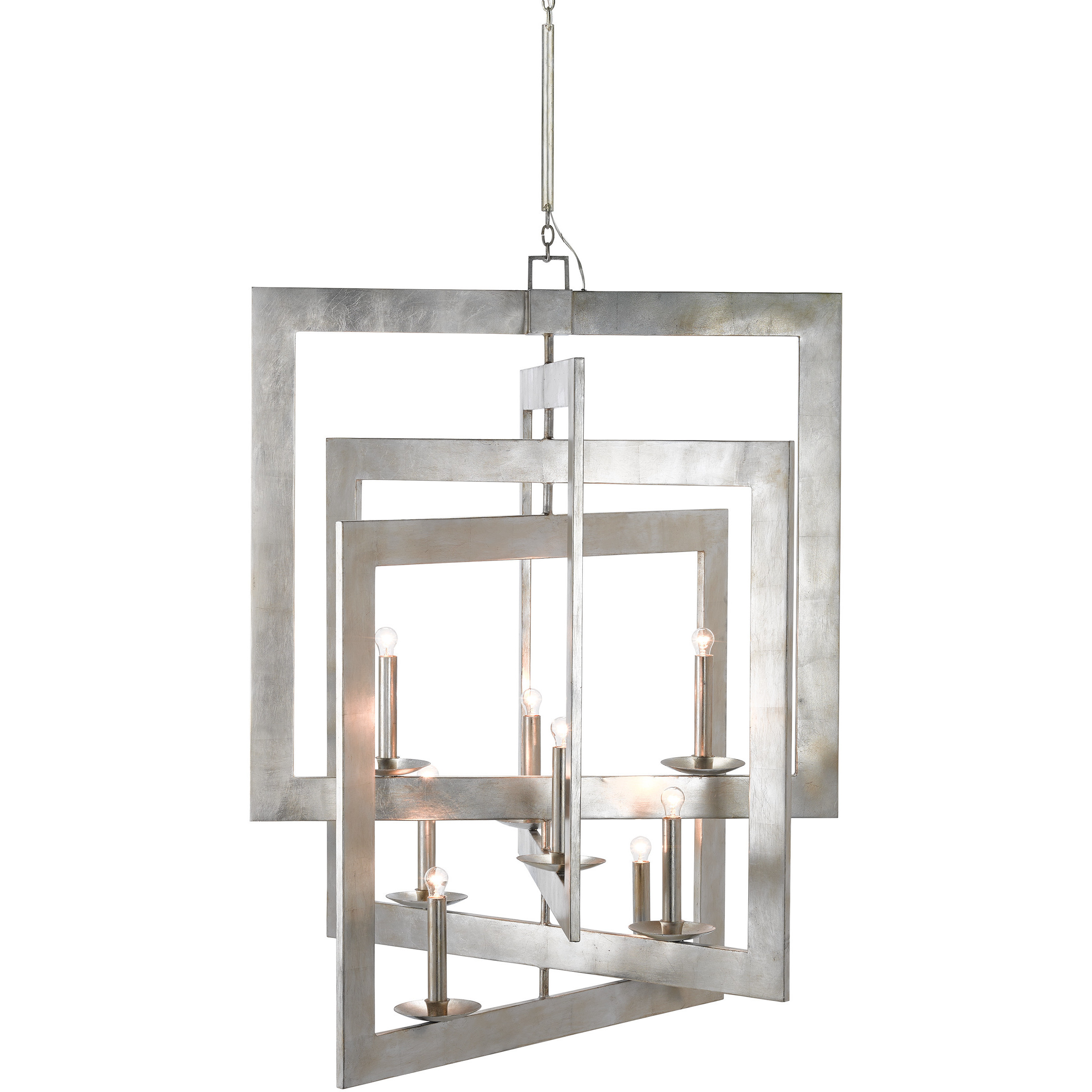 Middleton 8 Light 45 inch Contemporary Silver Leaf Chandelier Ceiling Light, Grande
