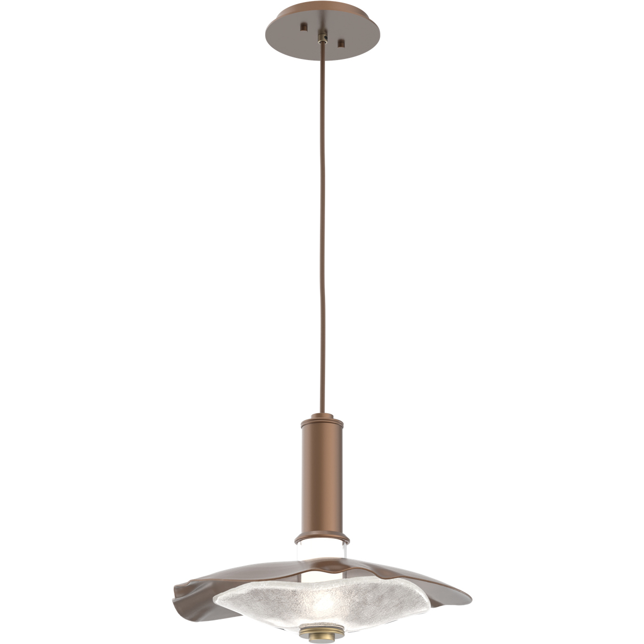 Cumulus LED 10 inch Burnished Bronze with Clear Granite Glass Pendant Ceiling Light, Medium
