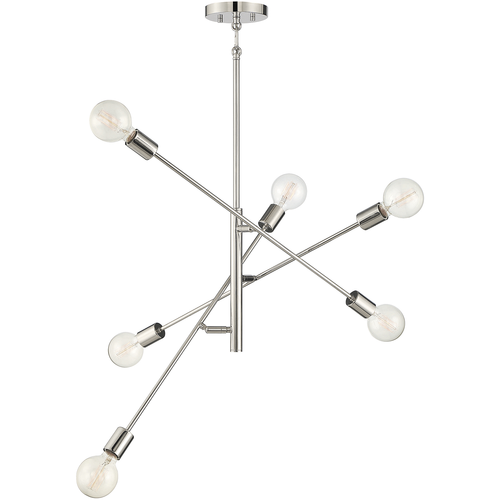 Contemporary 6 Light 26 inch Polished Nickel Chandelier Ceiling Light