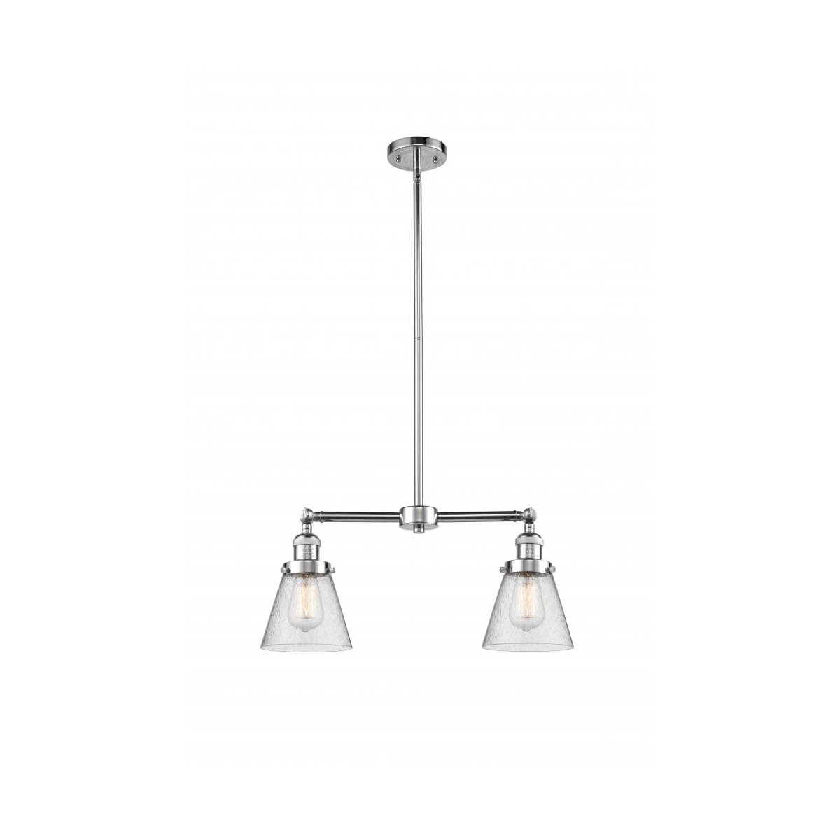Franklin Restoration Small Cone LED 21 inch Polished Chrome Chandelier Ceiling Light in Seedy Glass, Franklin Restoration