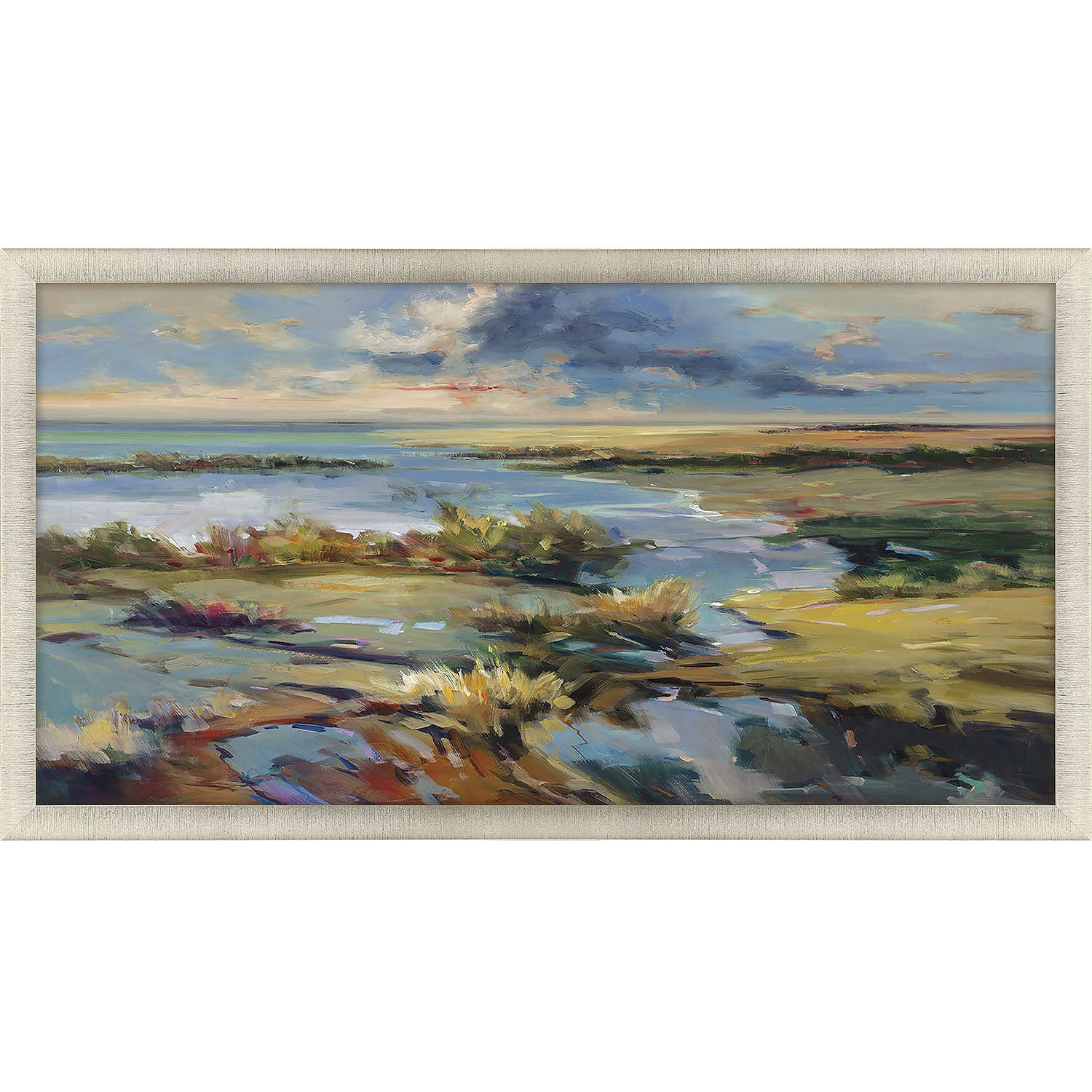 Waterside Blue and Green and Multi and Yellow Framed Art