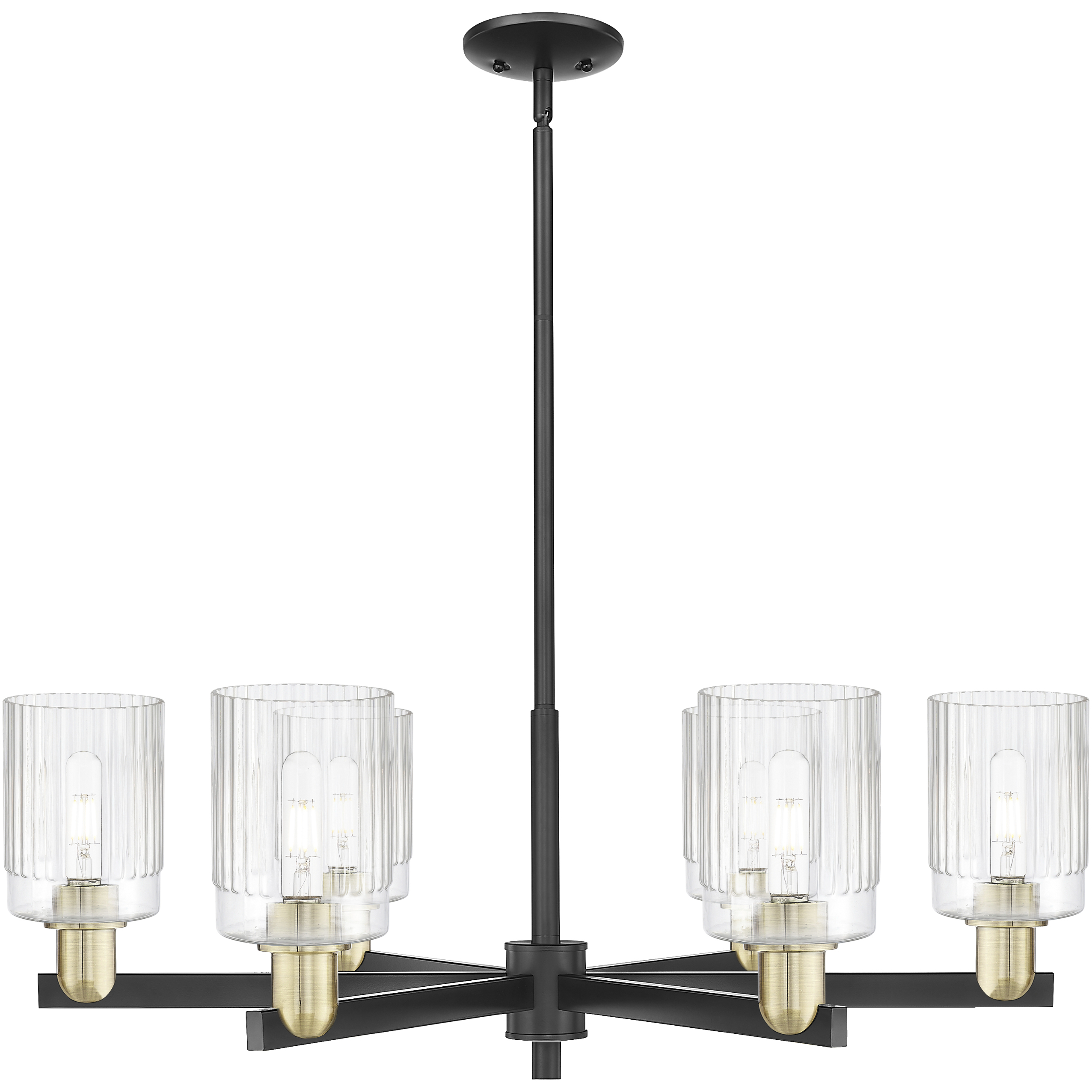 Arcadia Hadley 6 Light 34 inch Black Antique Brass Chandelier Ceiling Light