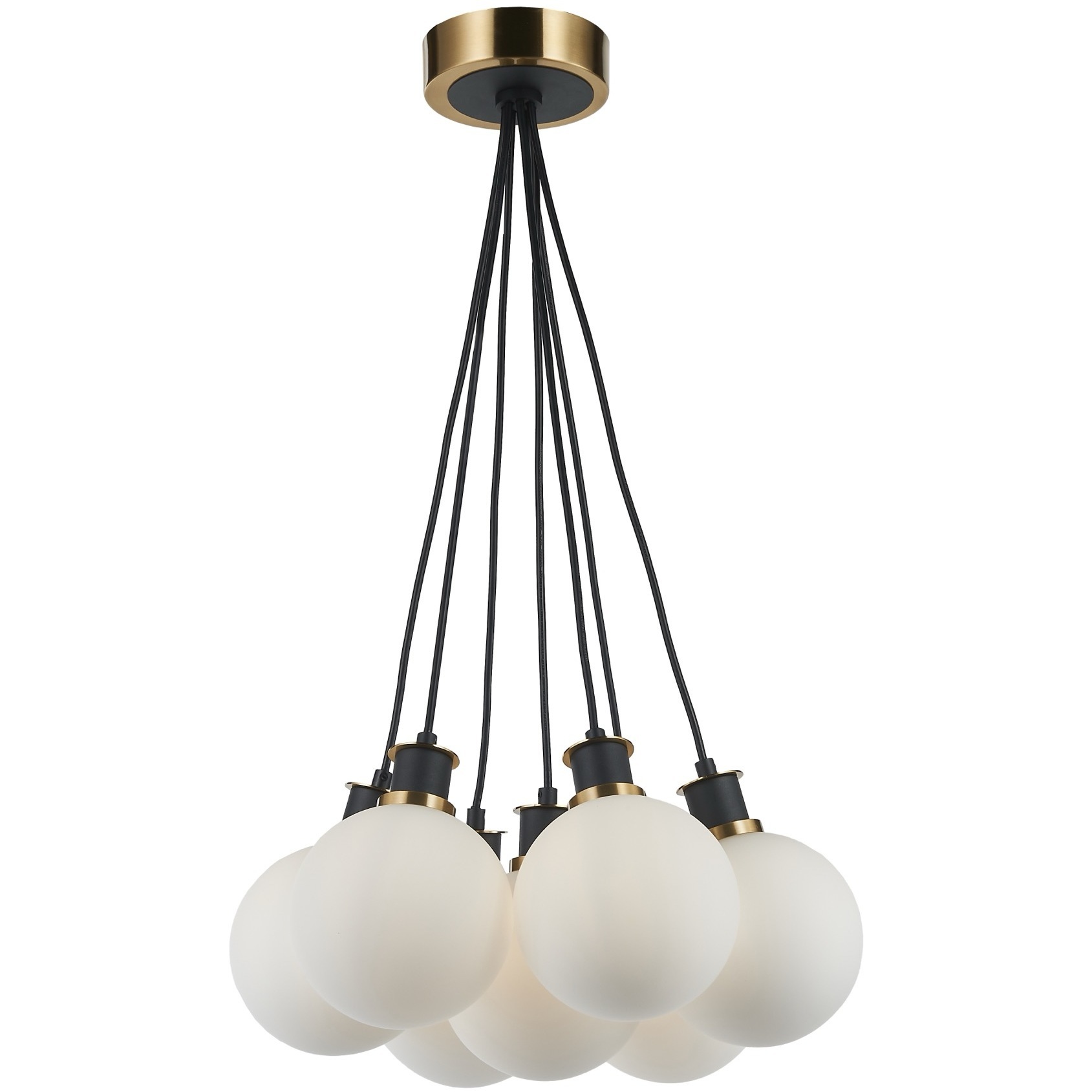 Gem LED 18 inch Black and Brushed Brass Chandelier Ceiling Light in White
