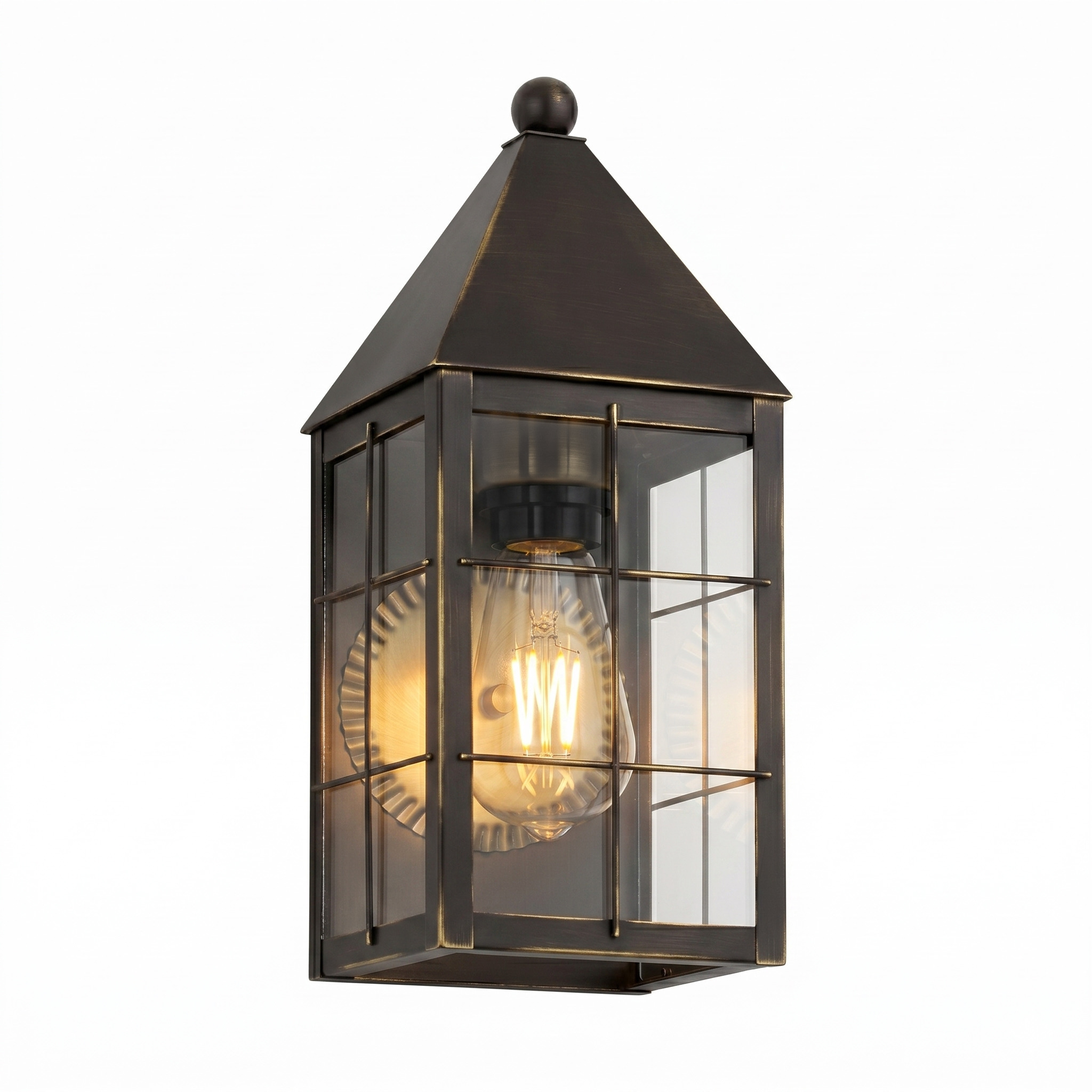 Ashford 1 Light 13.75 inch Bronze Outdoor Sconce in Clear Glass, H Wire Pattern, Brass Traditions by Innovations Lighting