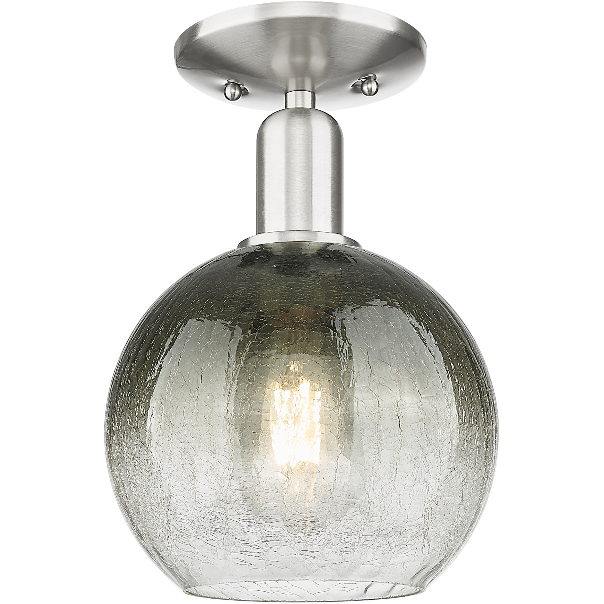 Downtown Urban Brookhaven Globe 1 Light 7.88 inch Brushed Satin Nickel Semi-Flush Mount Ceiling Light in Slate Glass