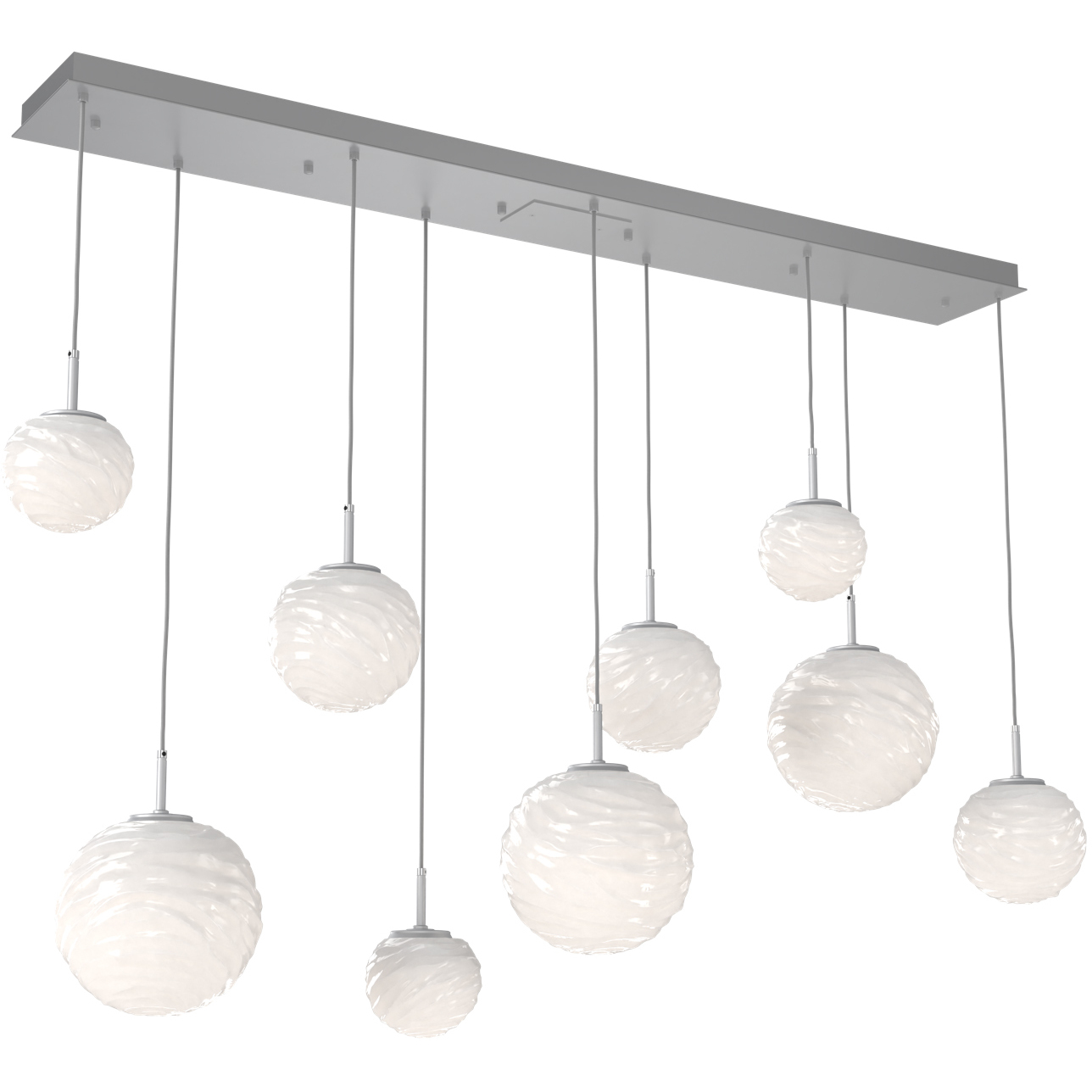 Gaia LED Classic Silver Linear Multi-Pendant Ceiling Light in 3000K LED, Opal White