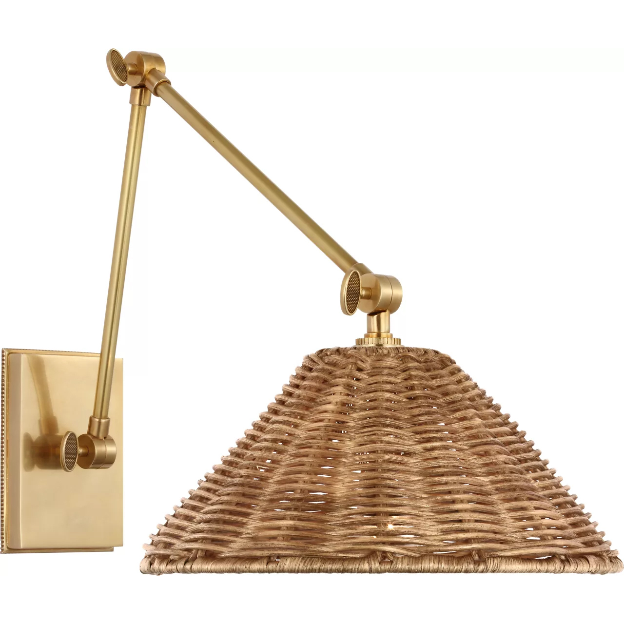 Marie Flanigan Wimberley 15 inch 5.5 watt Soft Brass Double Library Wall Light in Natural Wicker