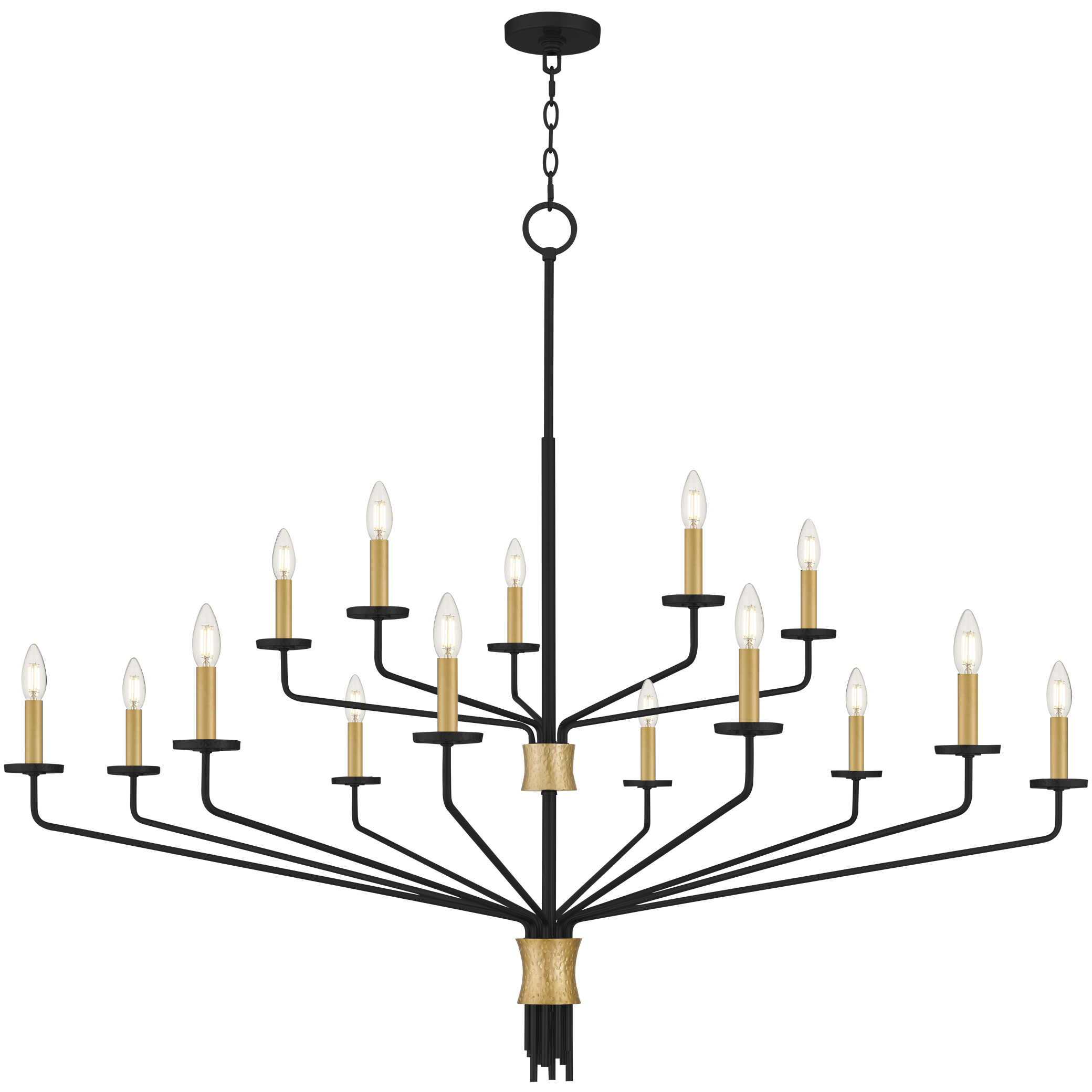 Alexander 15 Light 55 inch Matte Black Chandelier Ceiling Light