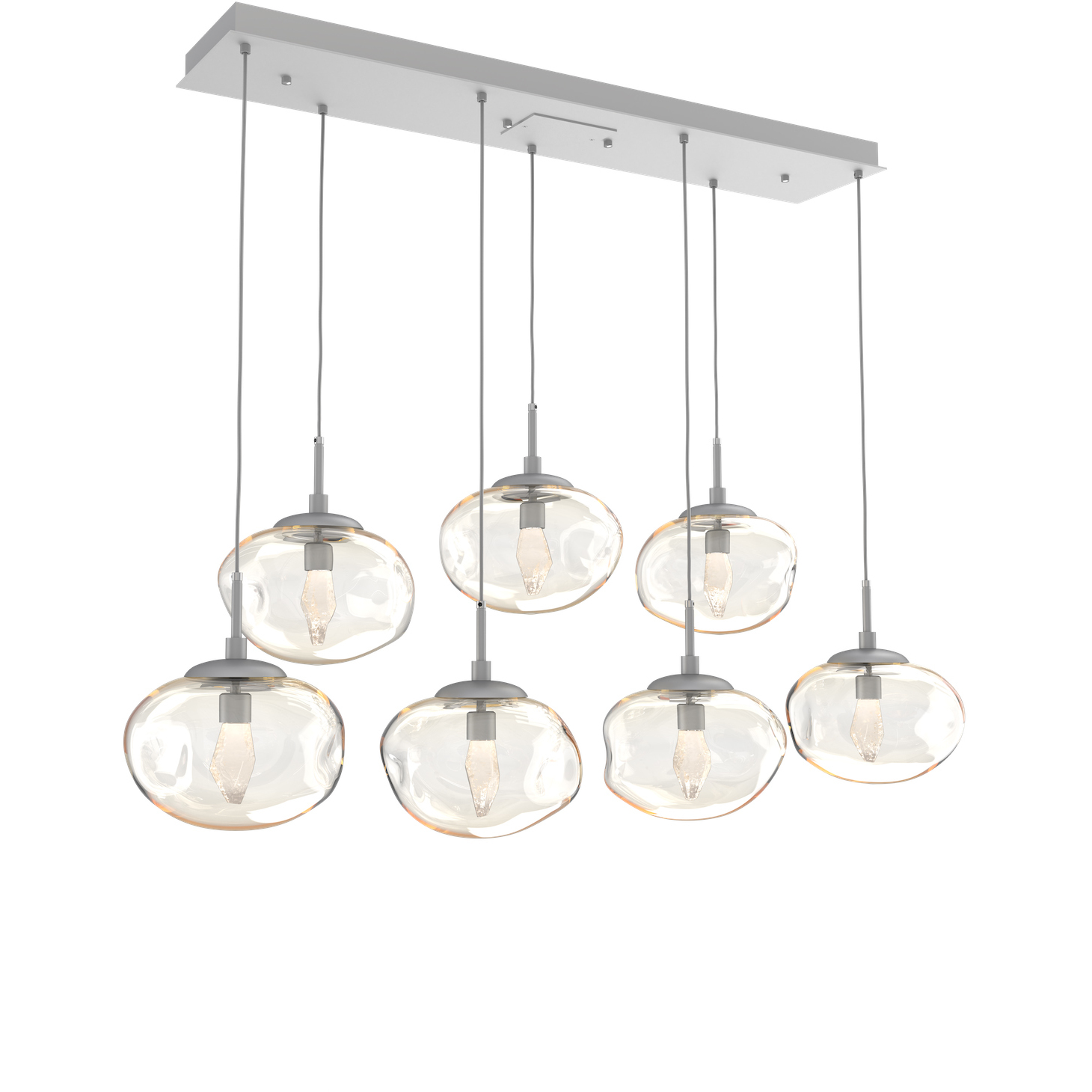 Nova LED LED Classic Silver Linear Pendant Ceiling Light in 3000K LED, Geo Inner - Amber Outer, Multi-Pendant