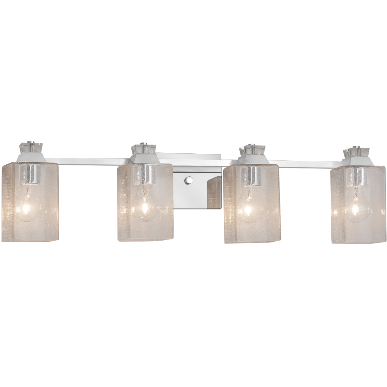 Fusion Ardent 4 Light 32.5 inch Brushed Nickel Bath Bar Wall Light in Square with Flat Rim, Incandescent, Opal Fusion