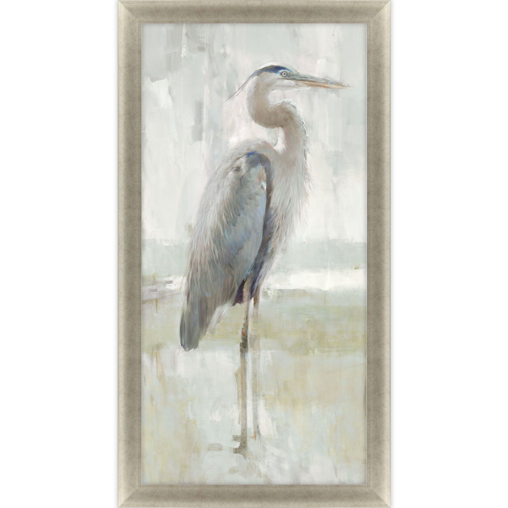 Majestic Blue Heron Neutral and Blue and Gray and Green Framed Art