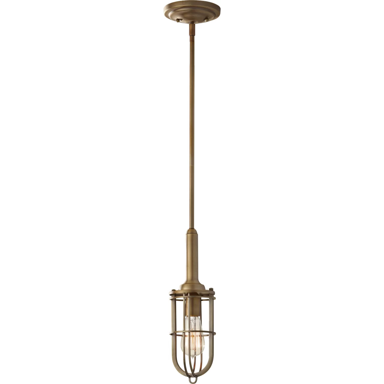 Urban Renewal 1 Light 4.38 inch Dark Antique Brass Pendant Ceiling Light, Closed Cage
