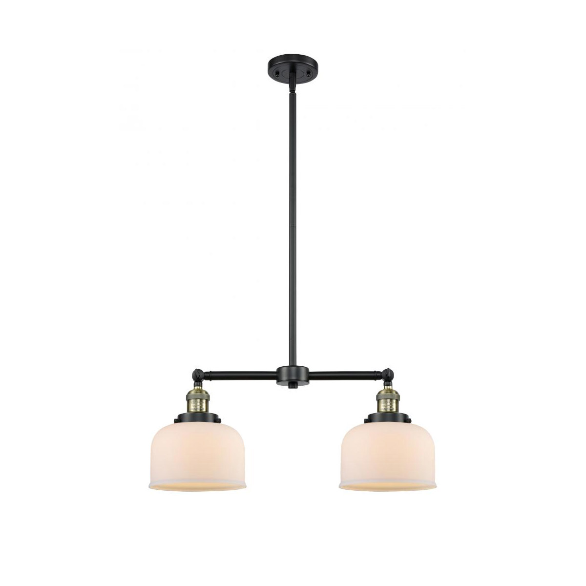 Franklin Restoration Large Bell LED 21 inch Black Antique Brass Chandelier Ceiling Light in Matte White Glass, Franklin Restoration
