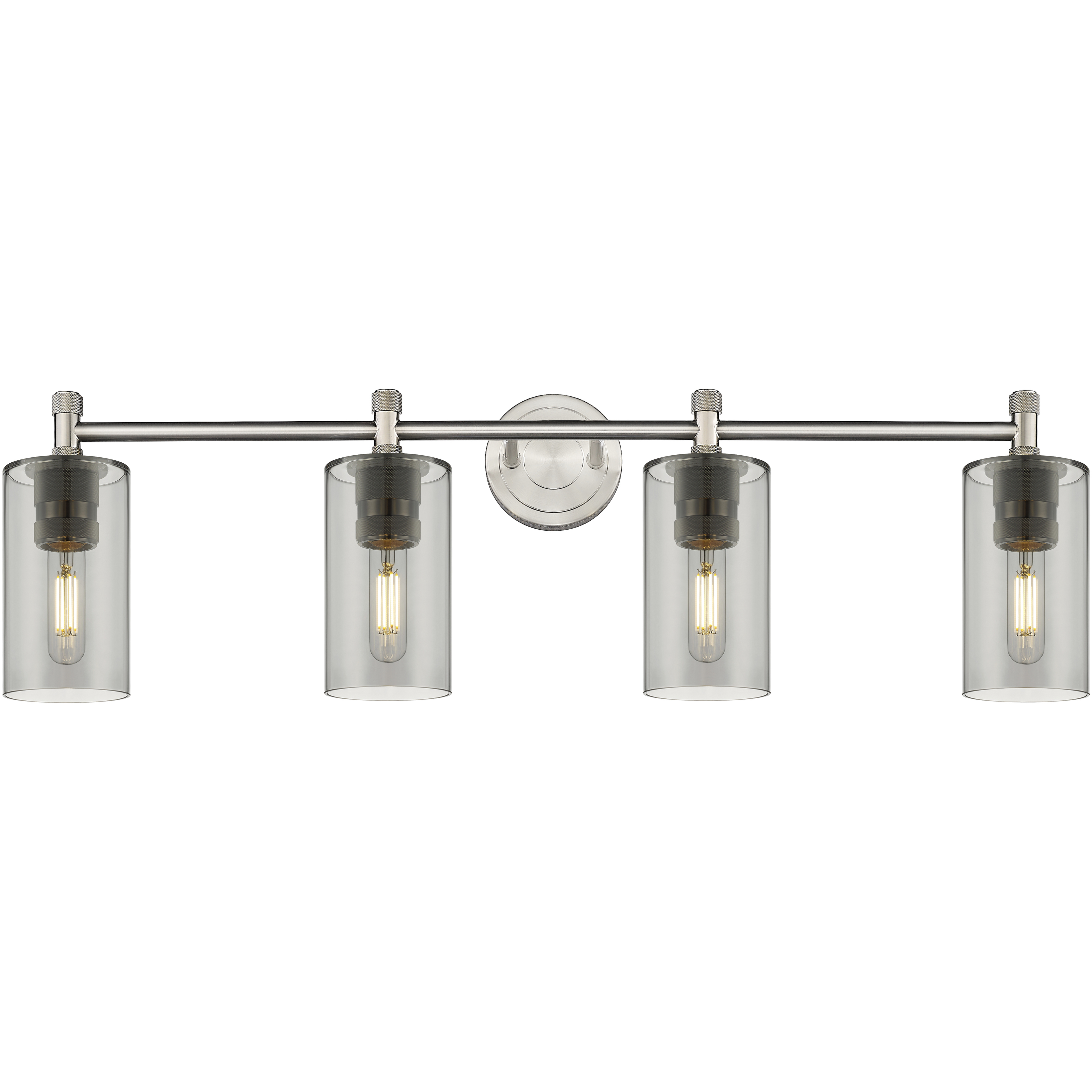 Crown Point 4 Light 33.88 inch Satin Nickel Bath Vanity Light Wall Light in Light Smoke Glass