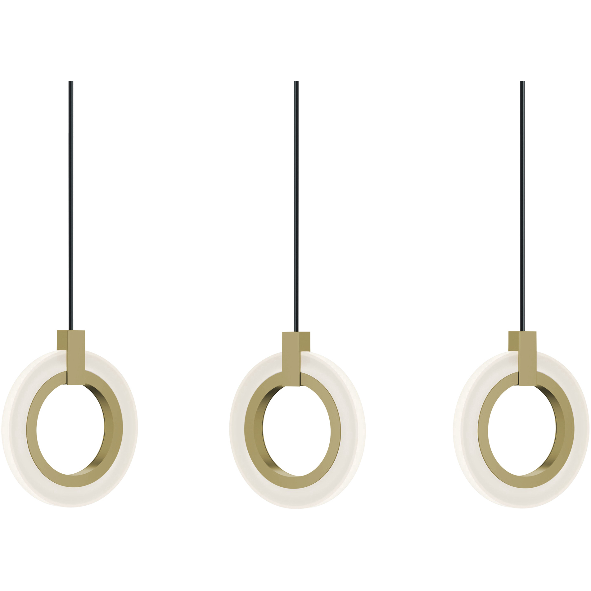 Halo LED 36 inch Light Antique Brass Linear Pendant Ceiling Light