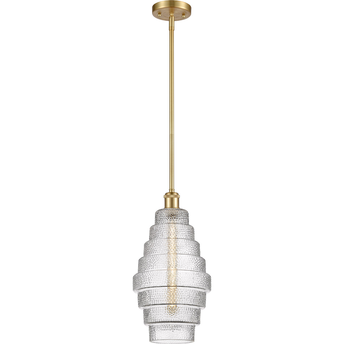 Ballston Cascade LED 8.25 inch Satin Gold Mini Pendant Ceiling Light in Clear Glass