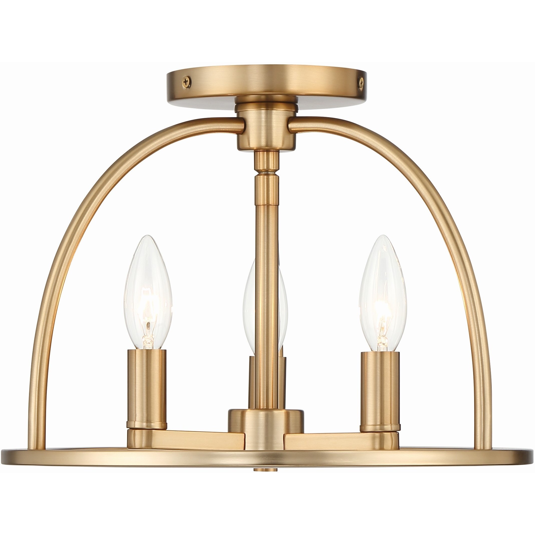 Abbott 3 Light 13.75 inch Vibrant Gold Semi Flush Ceiling Light