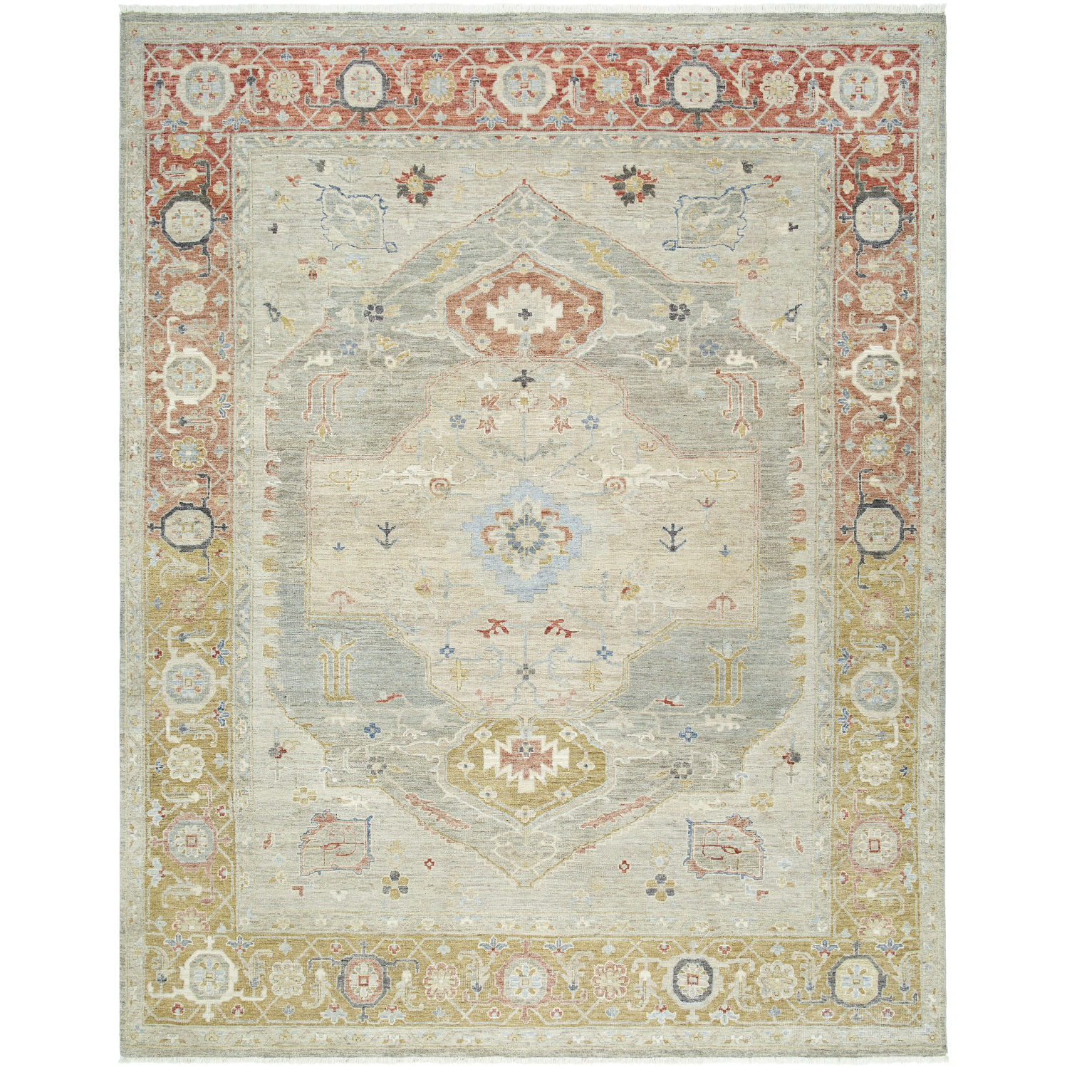 Anatolia 168 X 120 inch Light Olive / Gray / Burgundy / Camel / Olive Handmade Rug in 10 x 14