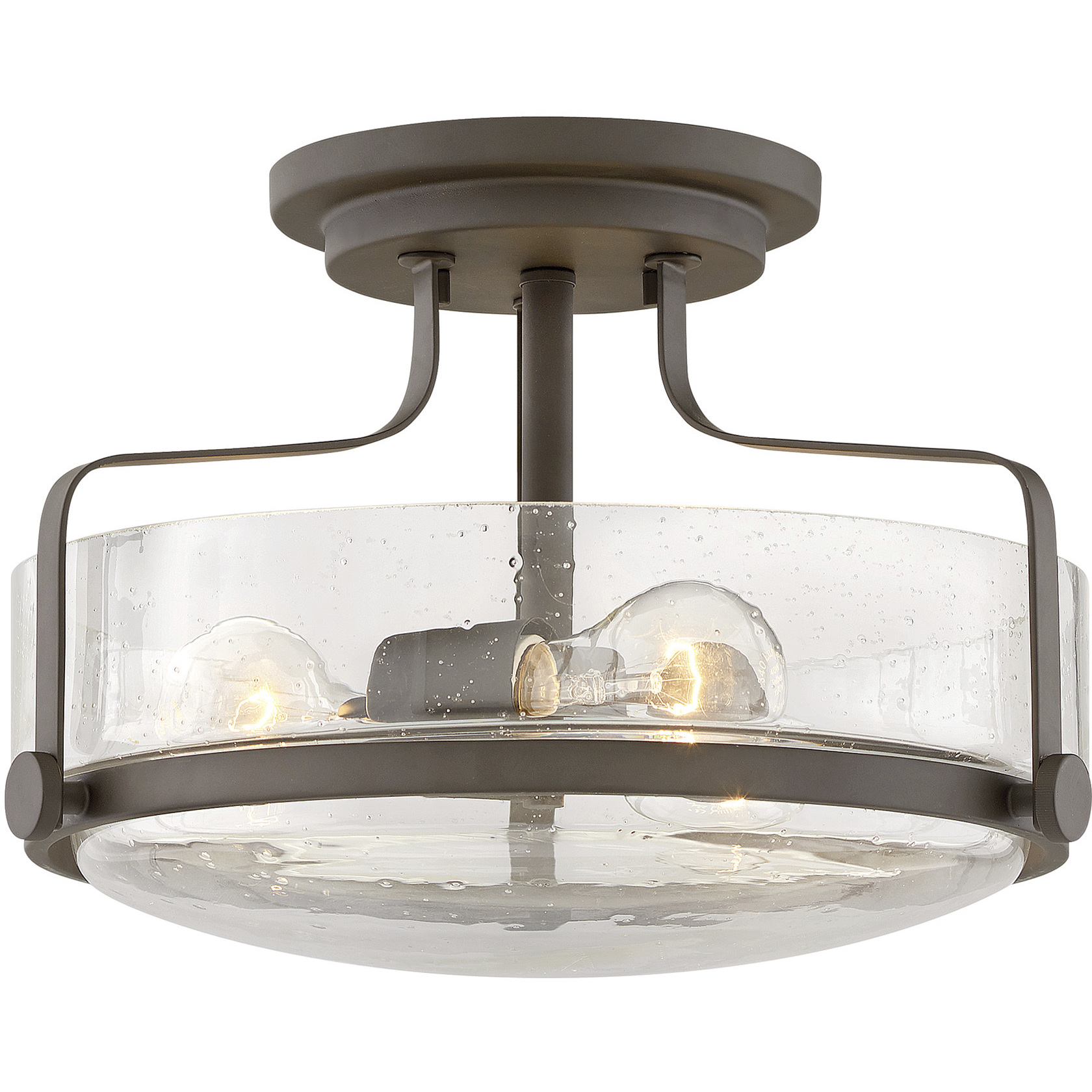 Harper 3 Light 14.5 inch Oil Rubbed Bronze Indoor Semi-Flush Mount Ceiling Light in Clear Seedy