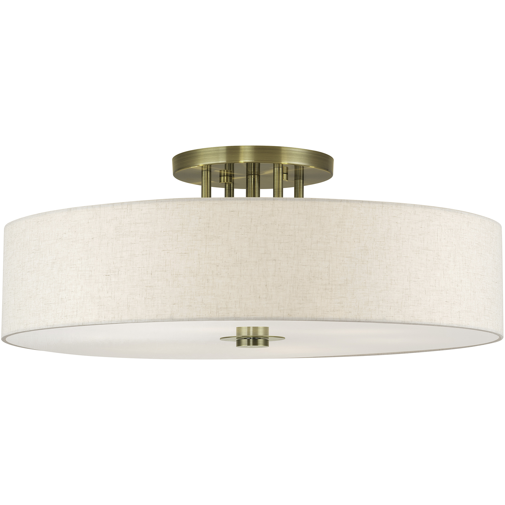Monroe 6 Light 30 inch Antique Brass Semi Flush Mount Ceiling Light, Extra Large