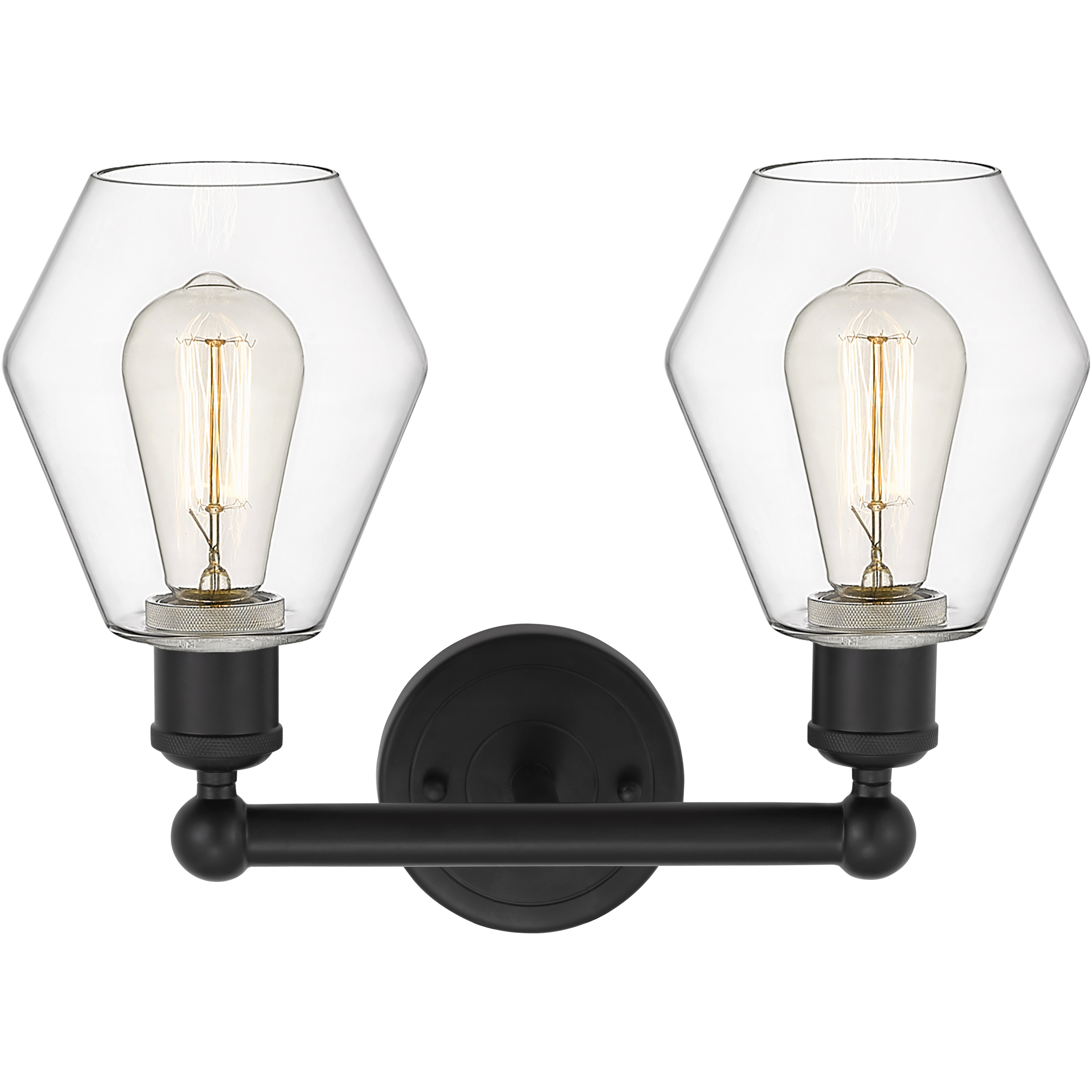 Edison Cindyrella 2 Light 15 inch Matte Black Bath Vanity Light Wall Light in Clear Glass