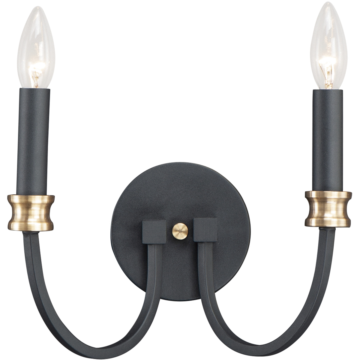 Charlton 2 Light 11.75 inch Black and Antique Brass Wall Sconce Wall Light in Antique Brass and Black