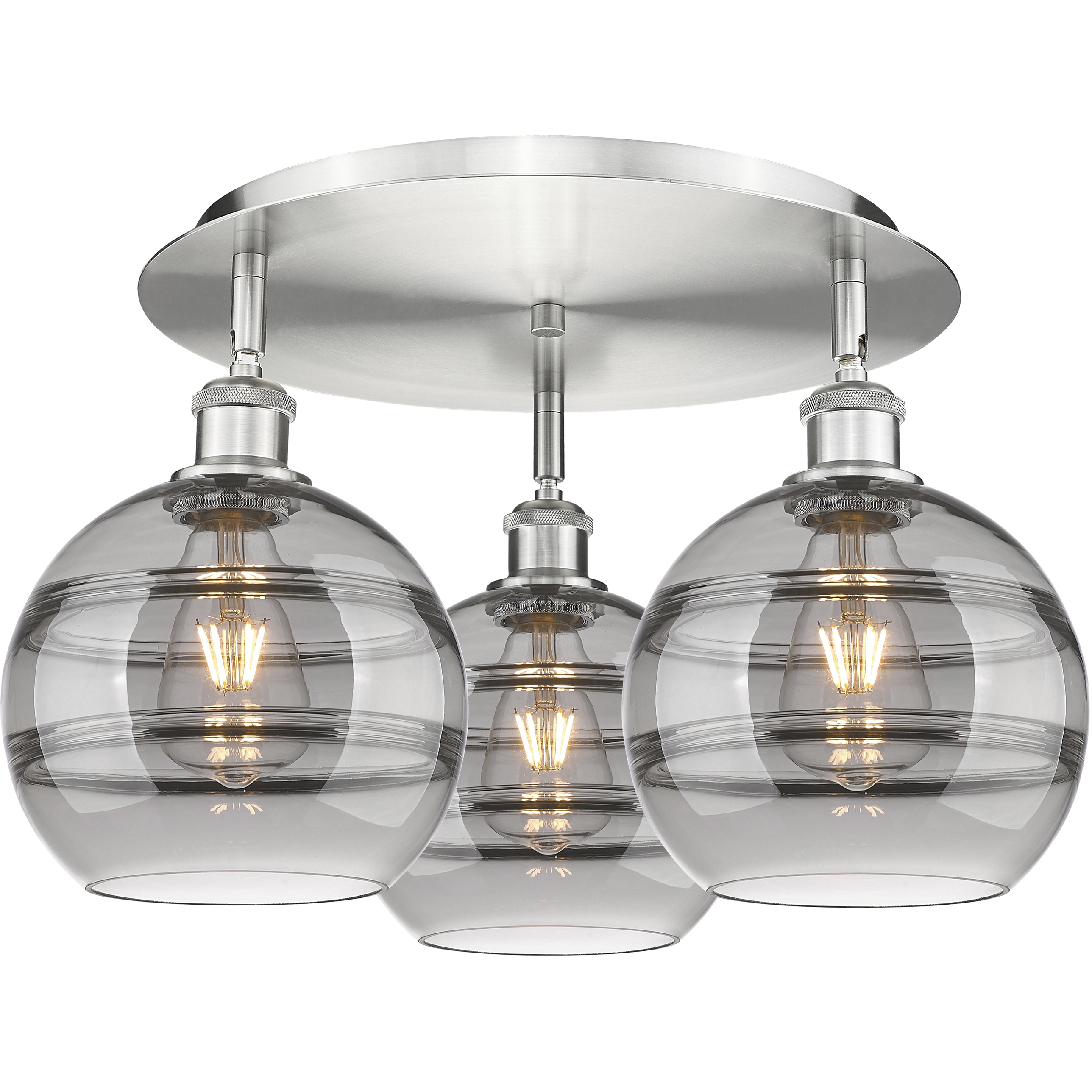 Ballston Rochester 3 Light 19.75 inch Satin Nickel Flush Mount Ceiling Light