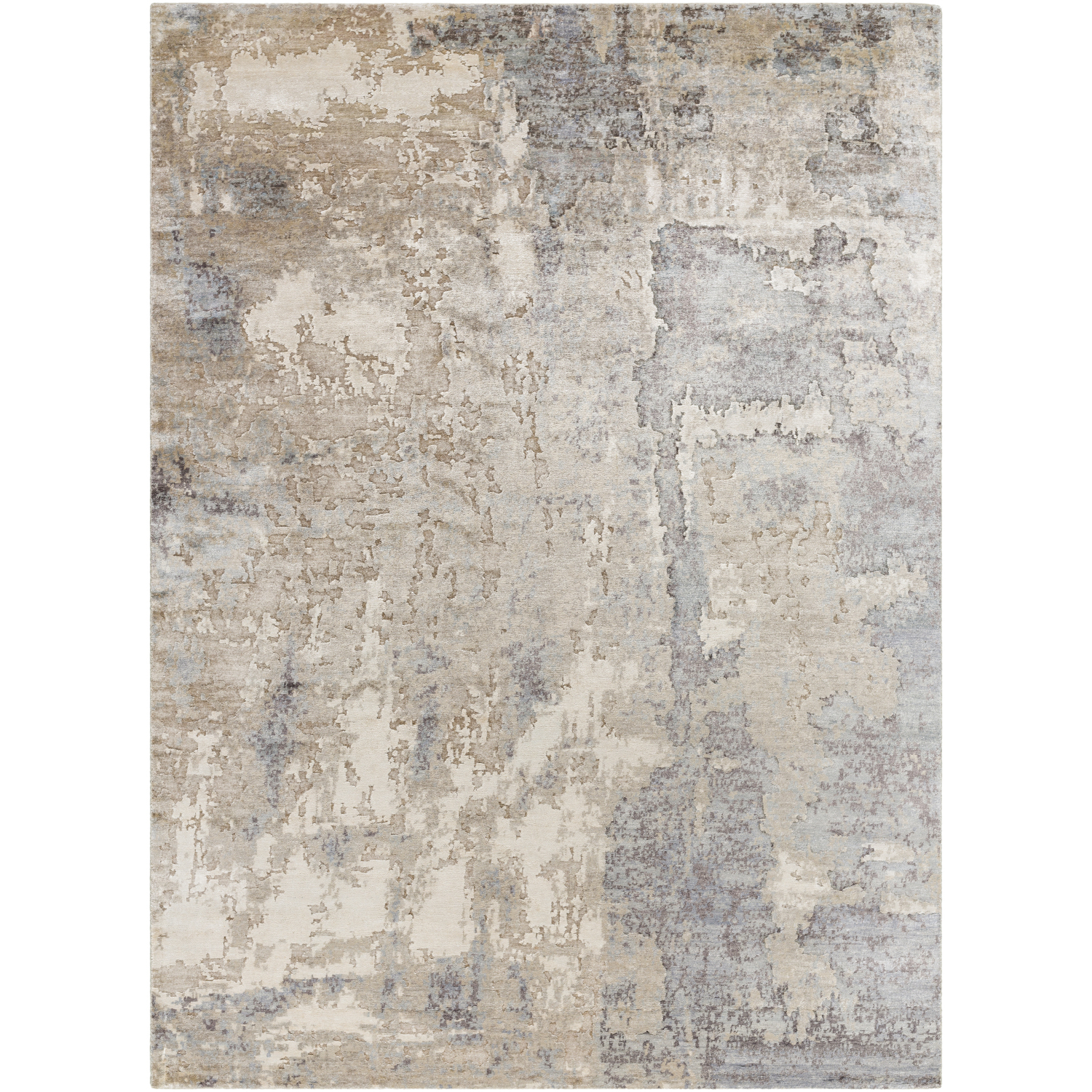 Imola 108 X 72 inch Ash / Metallic - Silver / Light Silver / Khaki / Sage Handmade Rug in 6 x 9