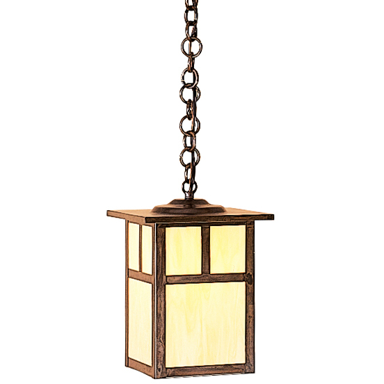 Mission 1 Light 7.25 inch Antique Brass Pendant Ceiling Light in Almond Mica, Empty