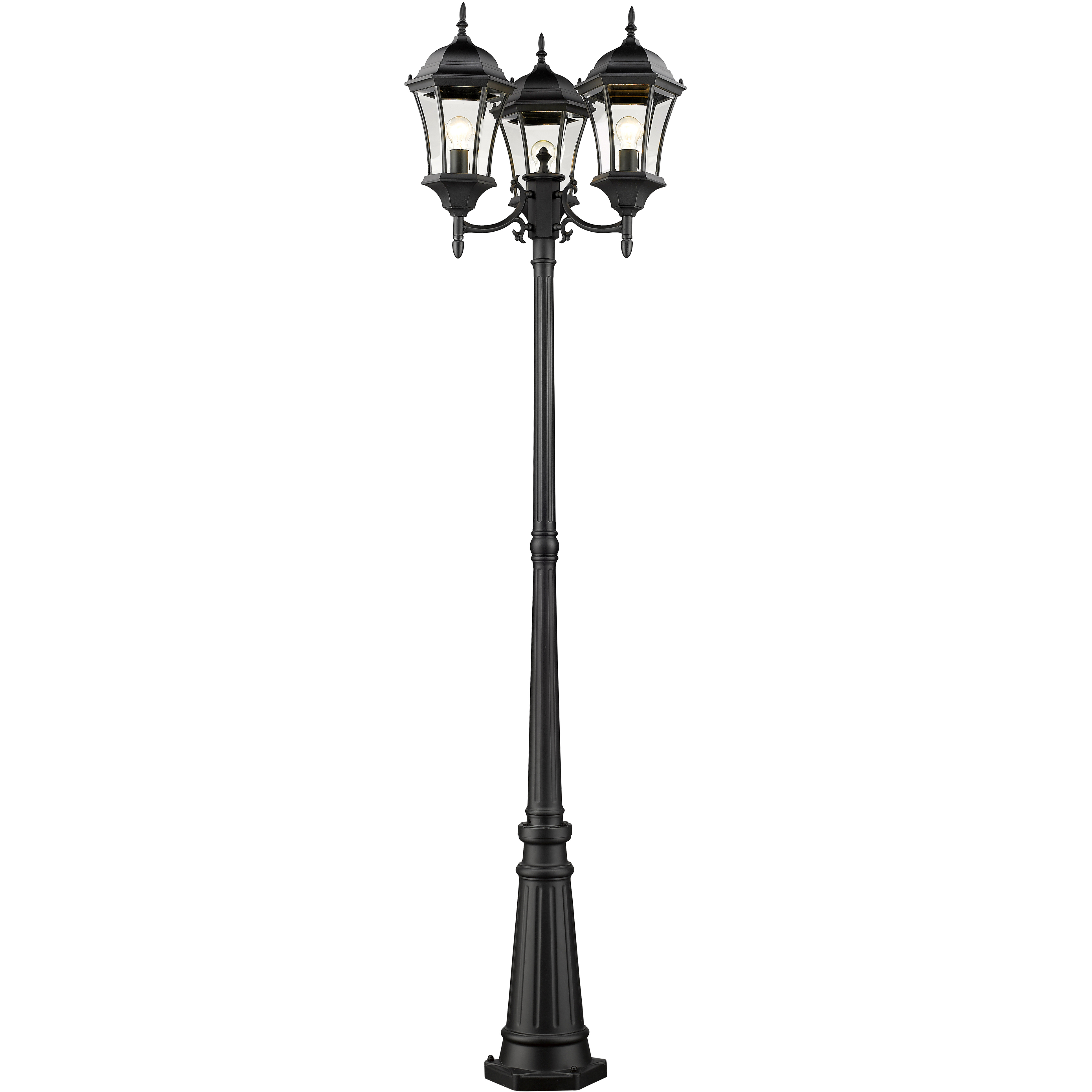Wakefield 3 Light 90 inch Black Outdoor Post Mounted Fixture