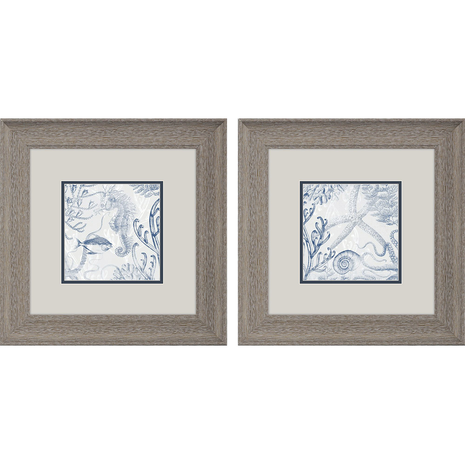 Seabed Scene Blue and Gray Framed Art, Propac