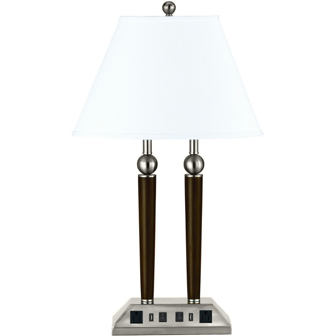 Hotel 27 inch 60 watt Espresso and Brushed Steel Desk Lamp Portable Light