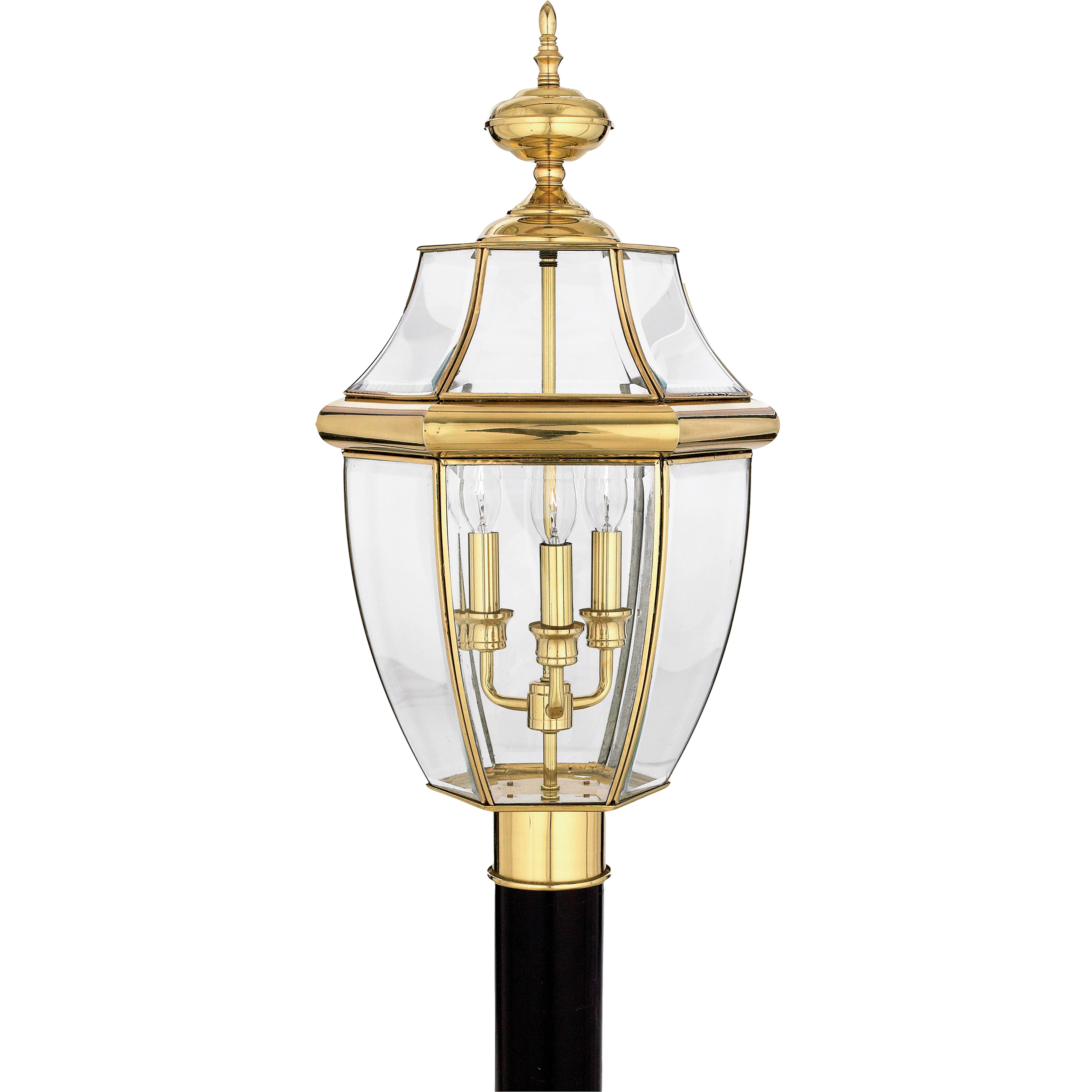 Newbury 3 Light 23 inch Polished Brass Outdoor Post Lantern
