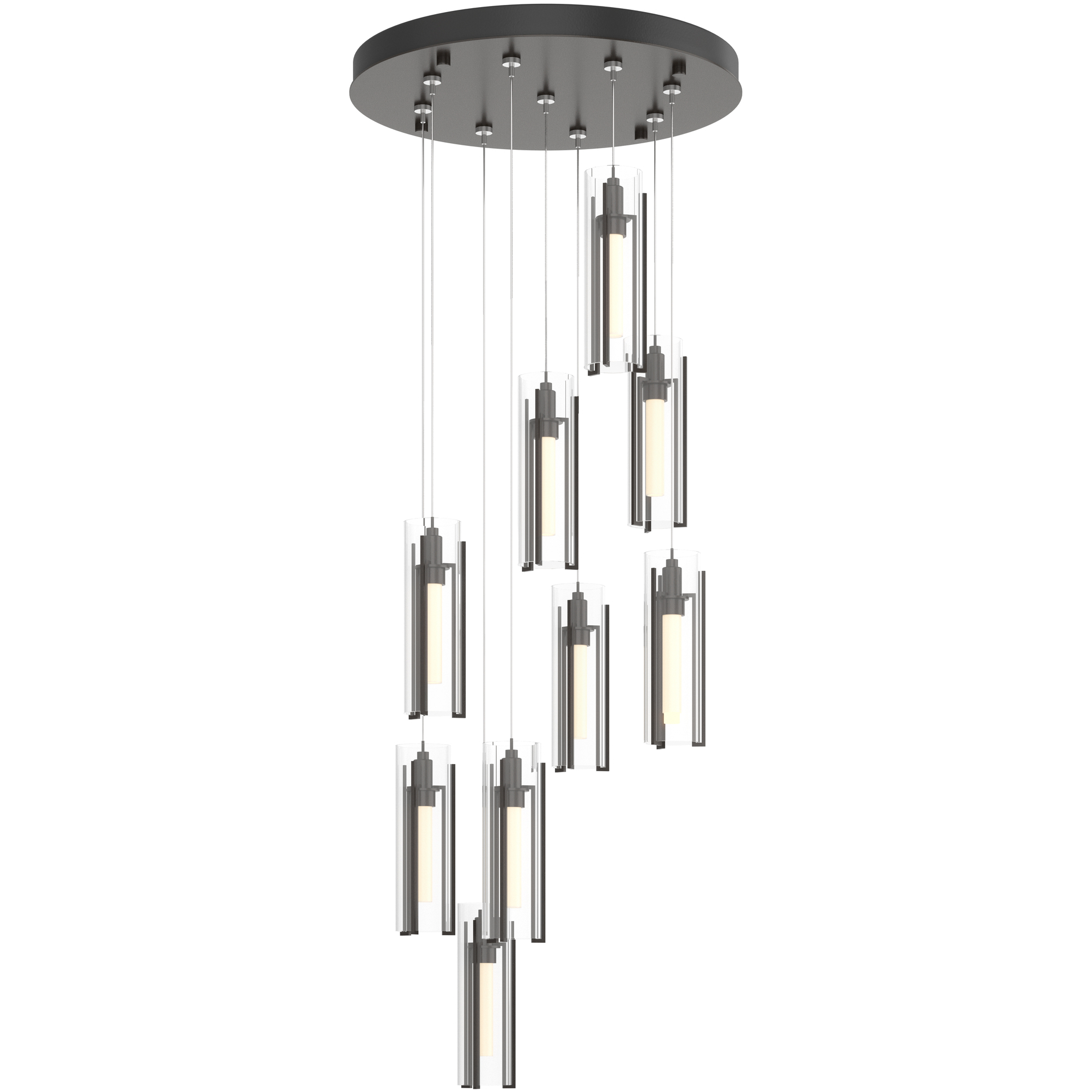 Exos Glass 9 Light 20.5 inch Oil Rubbed Bronze Pendant Ceiling Light in Clear, Standard