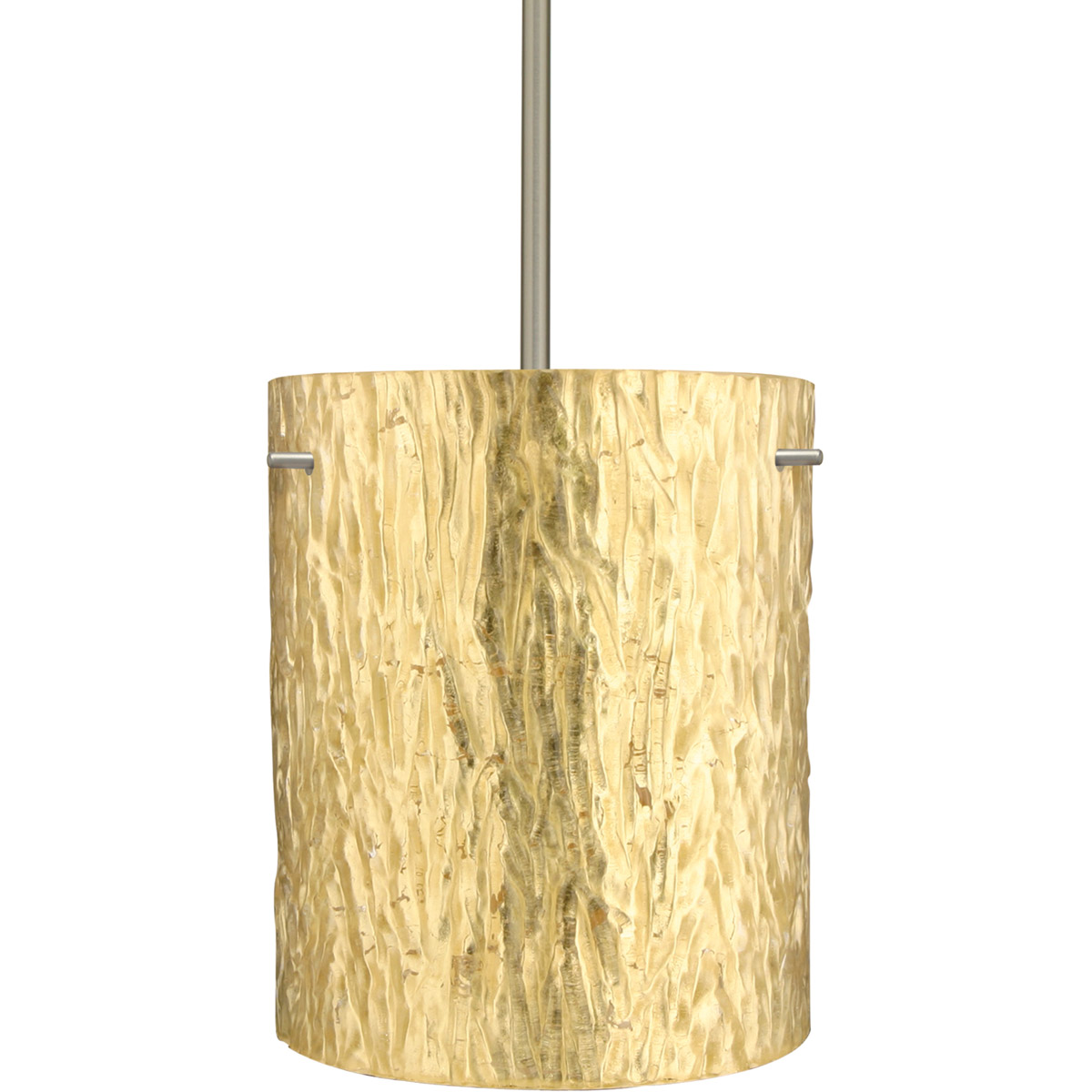 Tamburo 8 1 Light Satin Nickel Stem Pendant Ceiling Light in Incandescent, Stone Gold Foil Glass