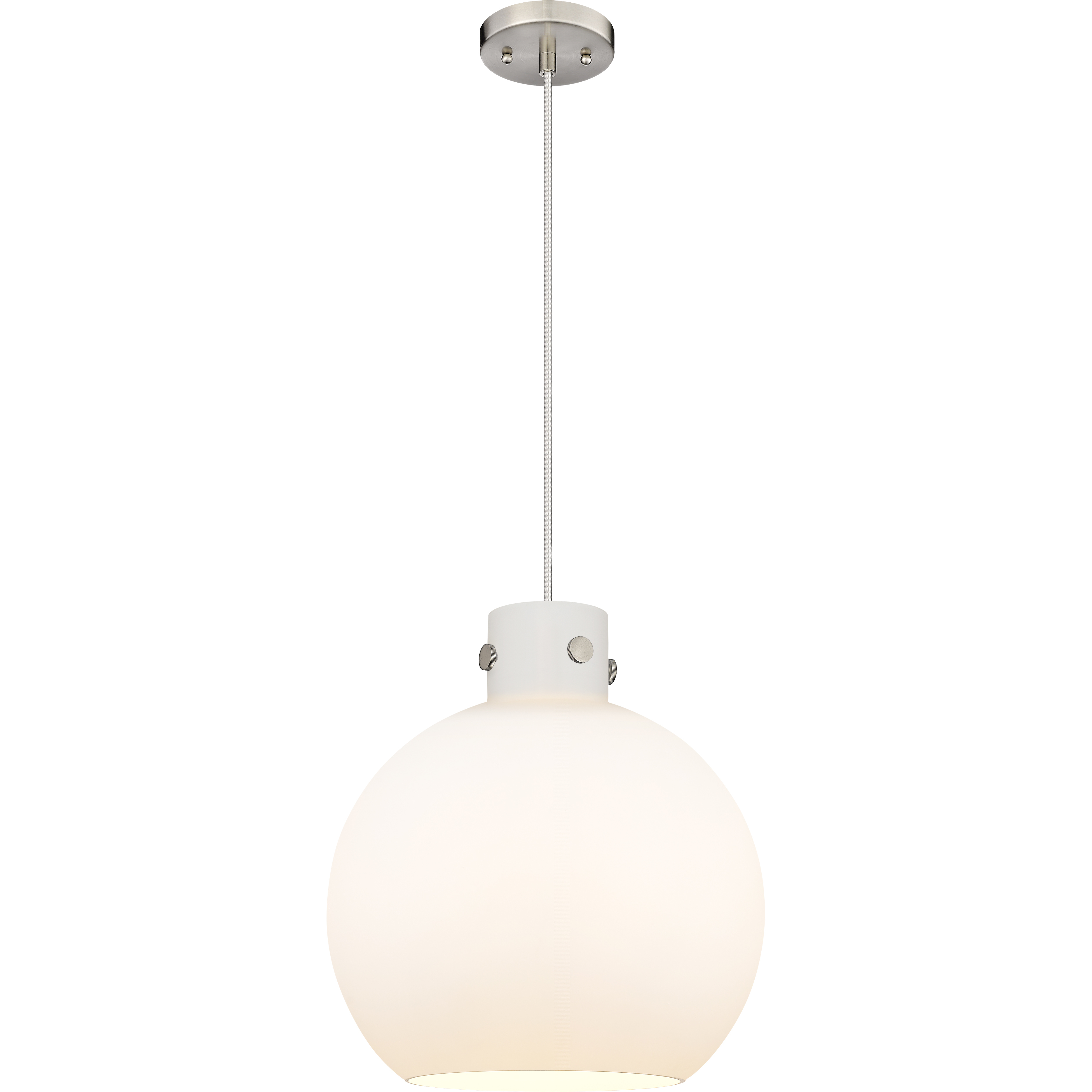 Newton Sphere 1 Light 14 inch Satin Nickel Pendant Ceiling Light in Matte White Glass