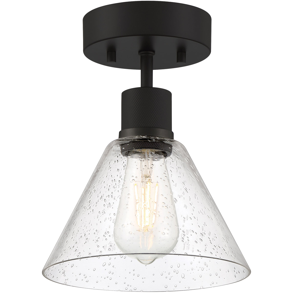 Port Nine LED 8 inch Matte Black Semi-Flush Ceiling Light