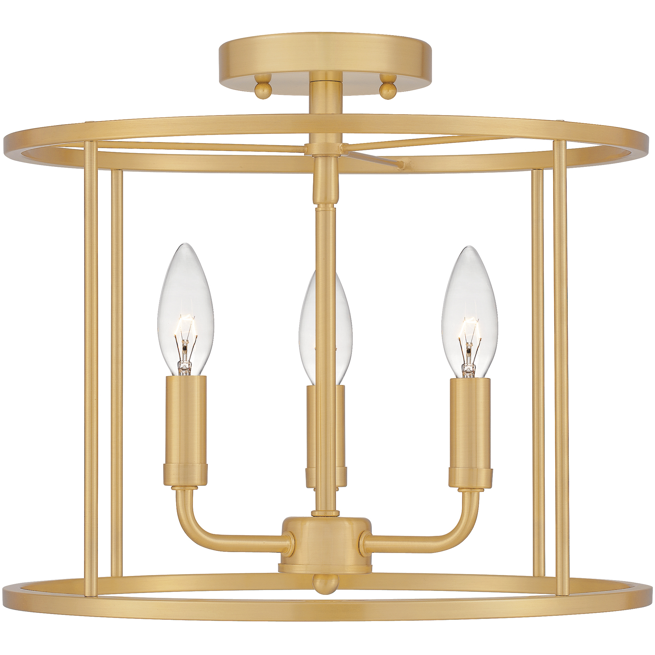 Abner 3 Light 14 inch Aged Brass Semi-Flush Mount Ceiling Light