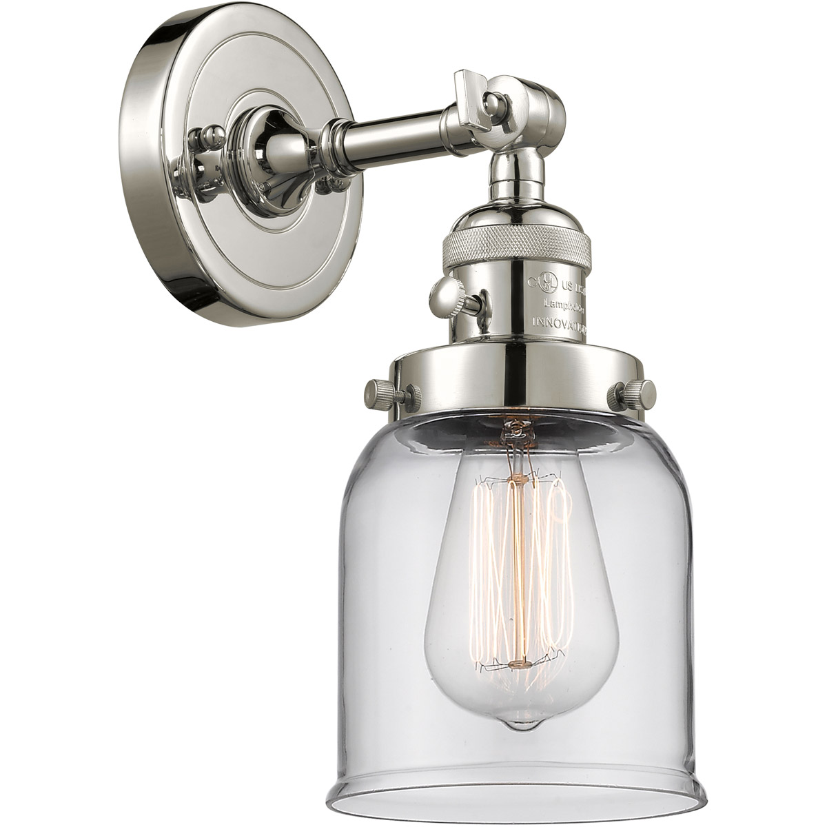 Franklin Restoration Small Bell LED 5 inch Polished Nickel Sconce Wall Light, Franklin Restoration