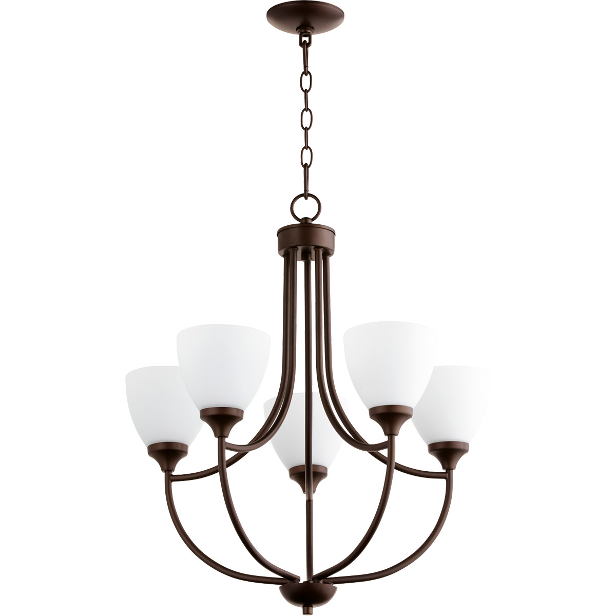 Enclave 5 Light 24 inch Oiled Bronze Chandelier Ceiling Light in Satin Opal