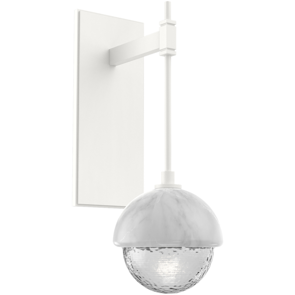 Cabochon Tempo Sconce Wall Light in 3000K LED, Clear, Salt White with White Marble