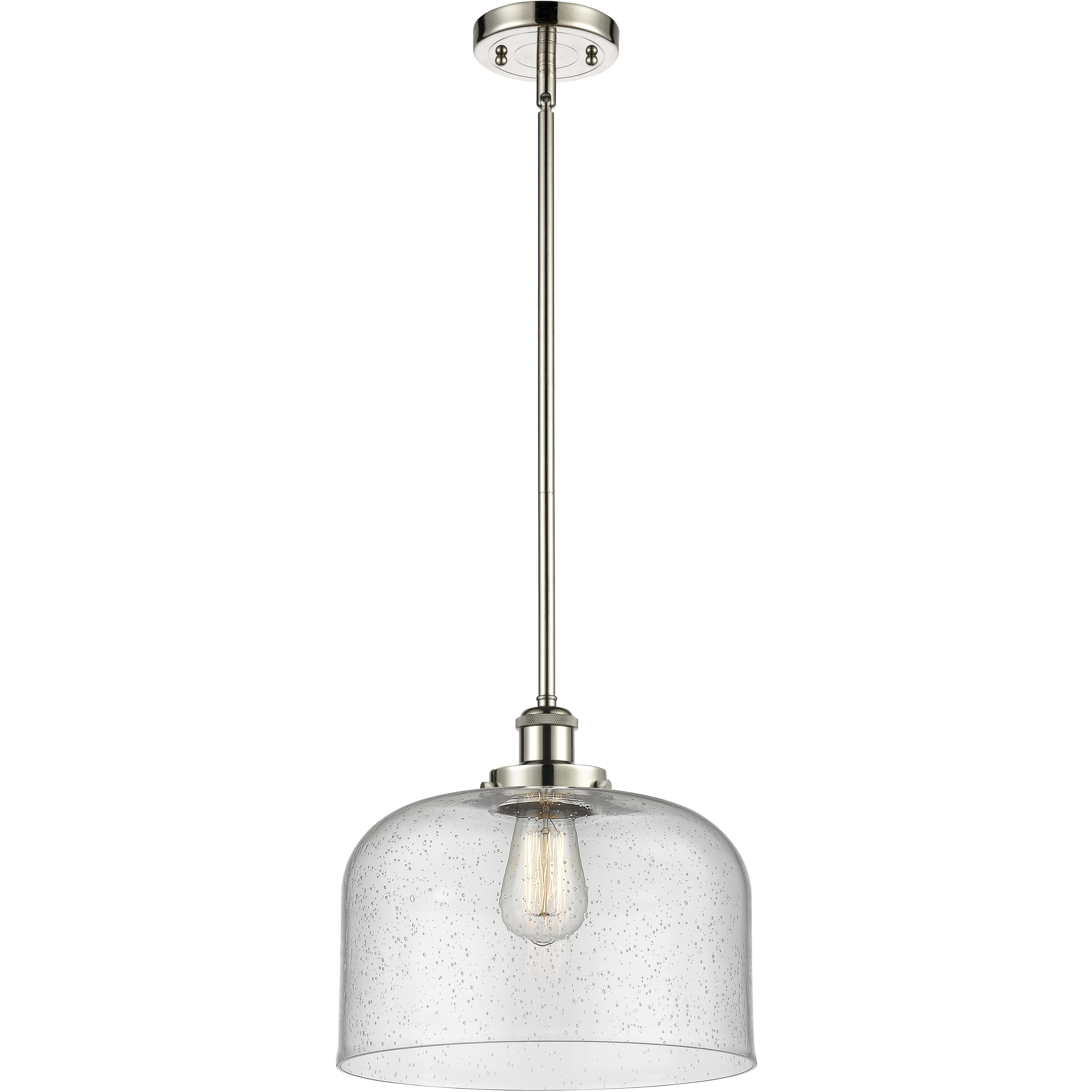 Ballston X-Large Bell LED 8 inch Polished Nickel Pendant Ceiling Light in Seedy Glass