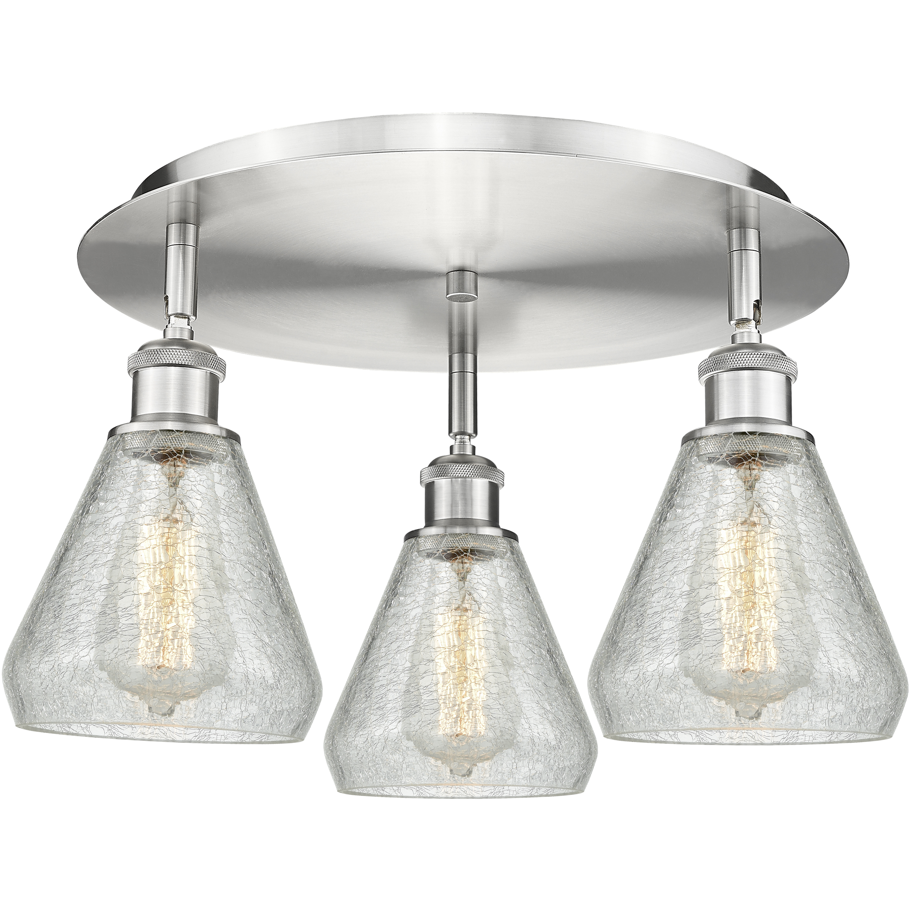 Conesus 3 Light 17.75 inch Satin Nickel Flush Mount Ceiling Light