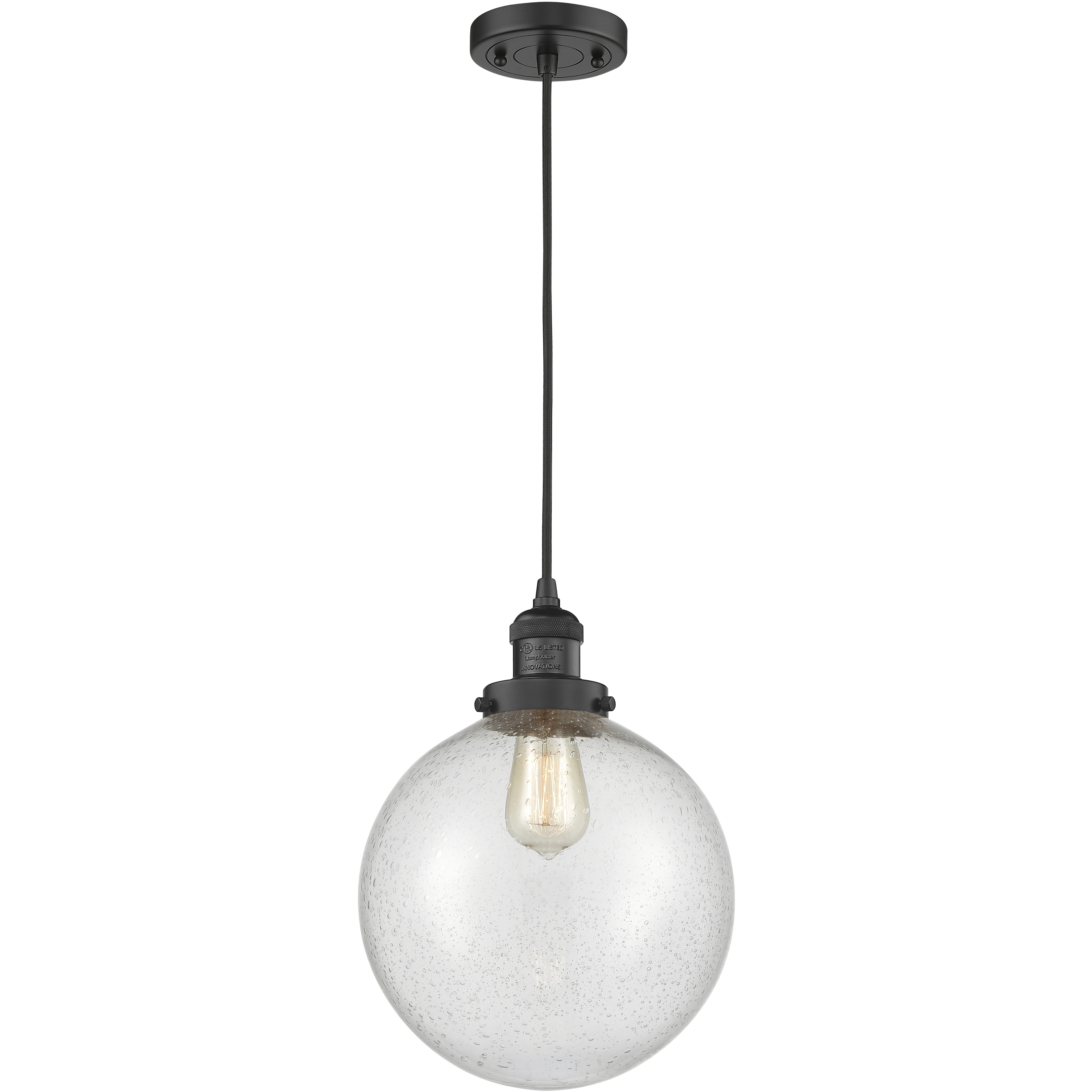 Franklin Restoration Beacon 1 Light 10 inch Matte Black Mini Pendant Ceiling Light in Incandescent, Seedy, Franklin Restoration