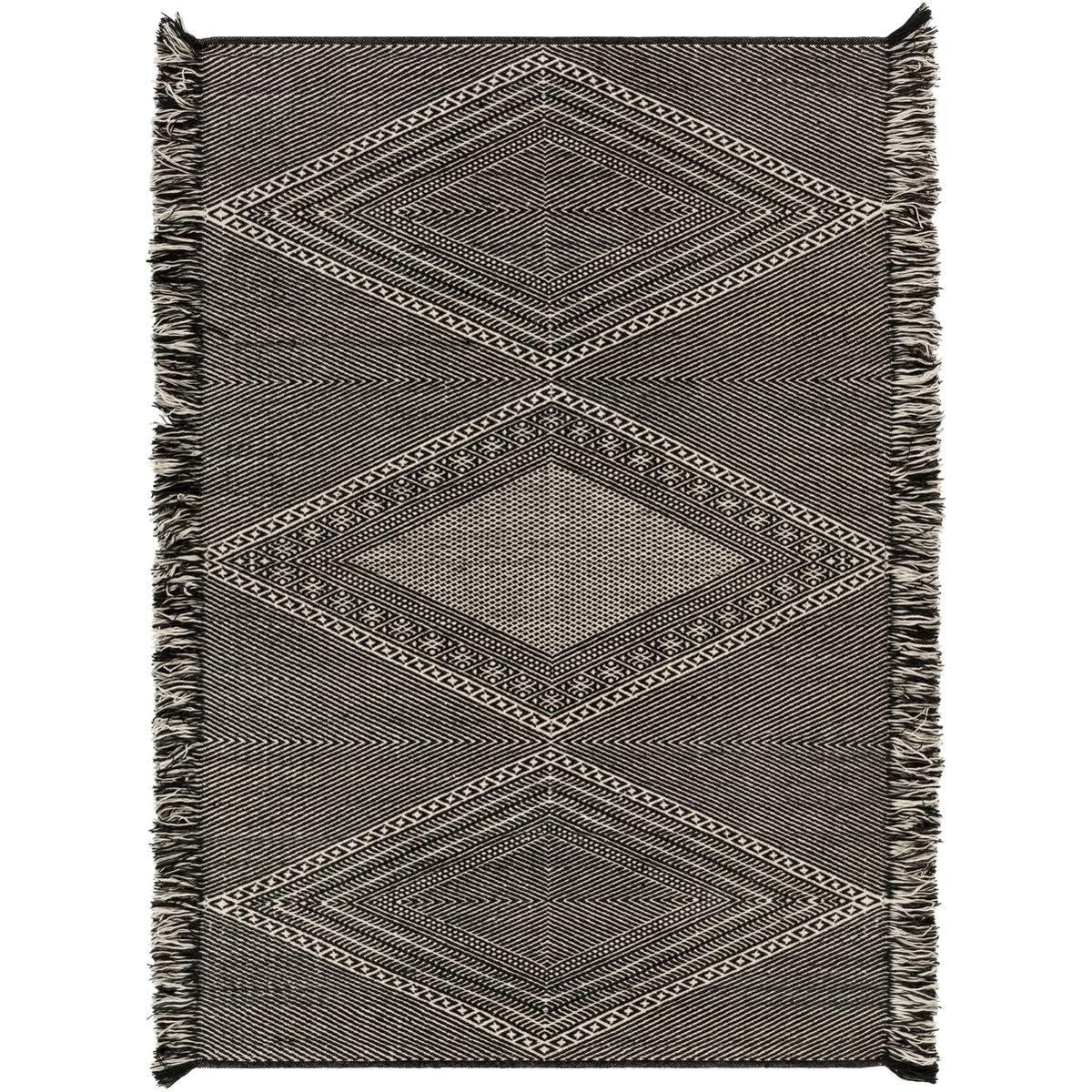 Zanafi 36 X 24 inch Black/White Rugs, Rectangle