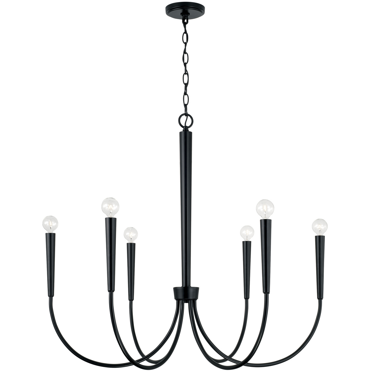 Capital Lighting Holden 6 Light 33 inch Matte Black Chandelier Ceiling Light 445961MB - Open Box