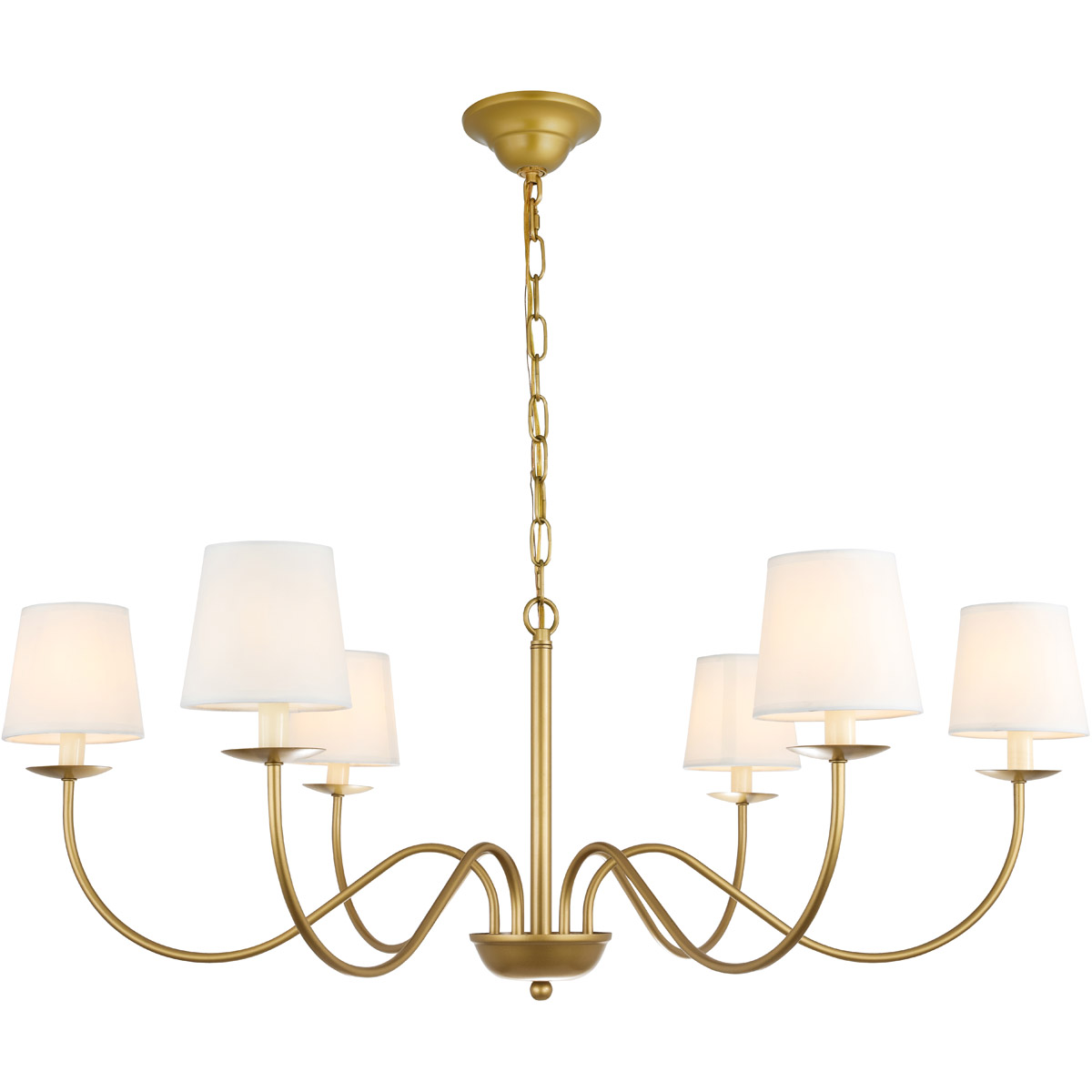 Eclipse 6 Light 37 inch Brass Chandelier Ceiling Light