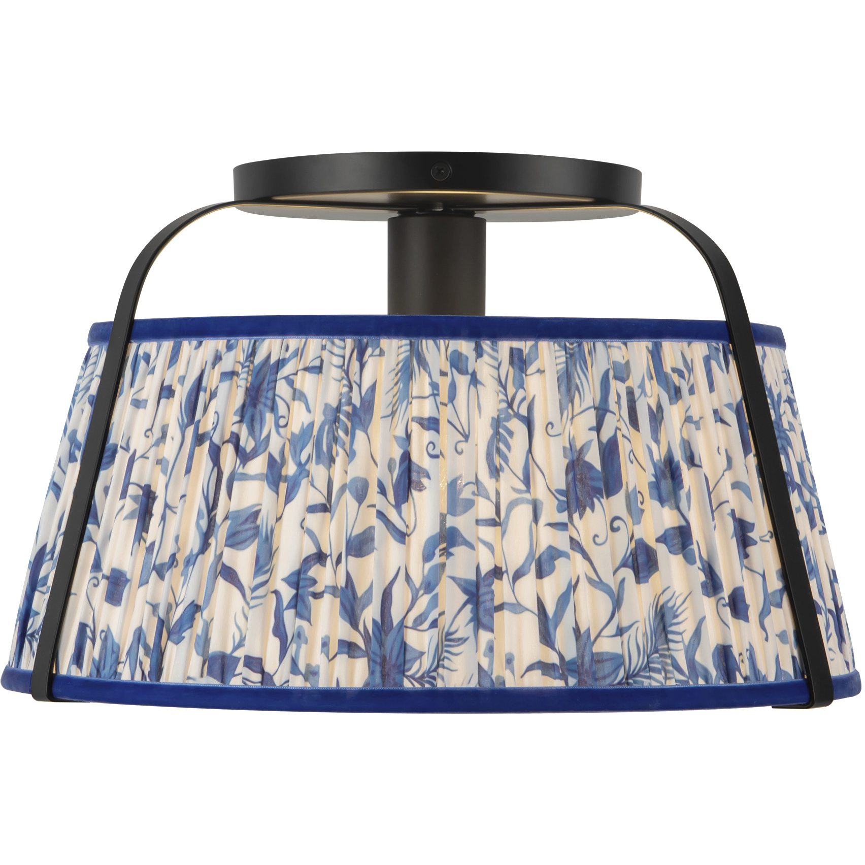 Alora Mood Scout 1 Light 13.25 inch Matte Black and Blue Linen Semi-Flush Mount Ceiling Light